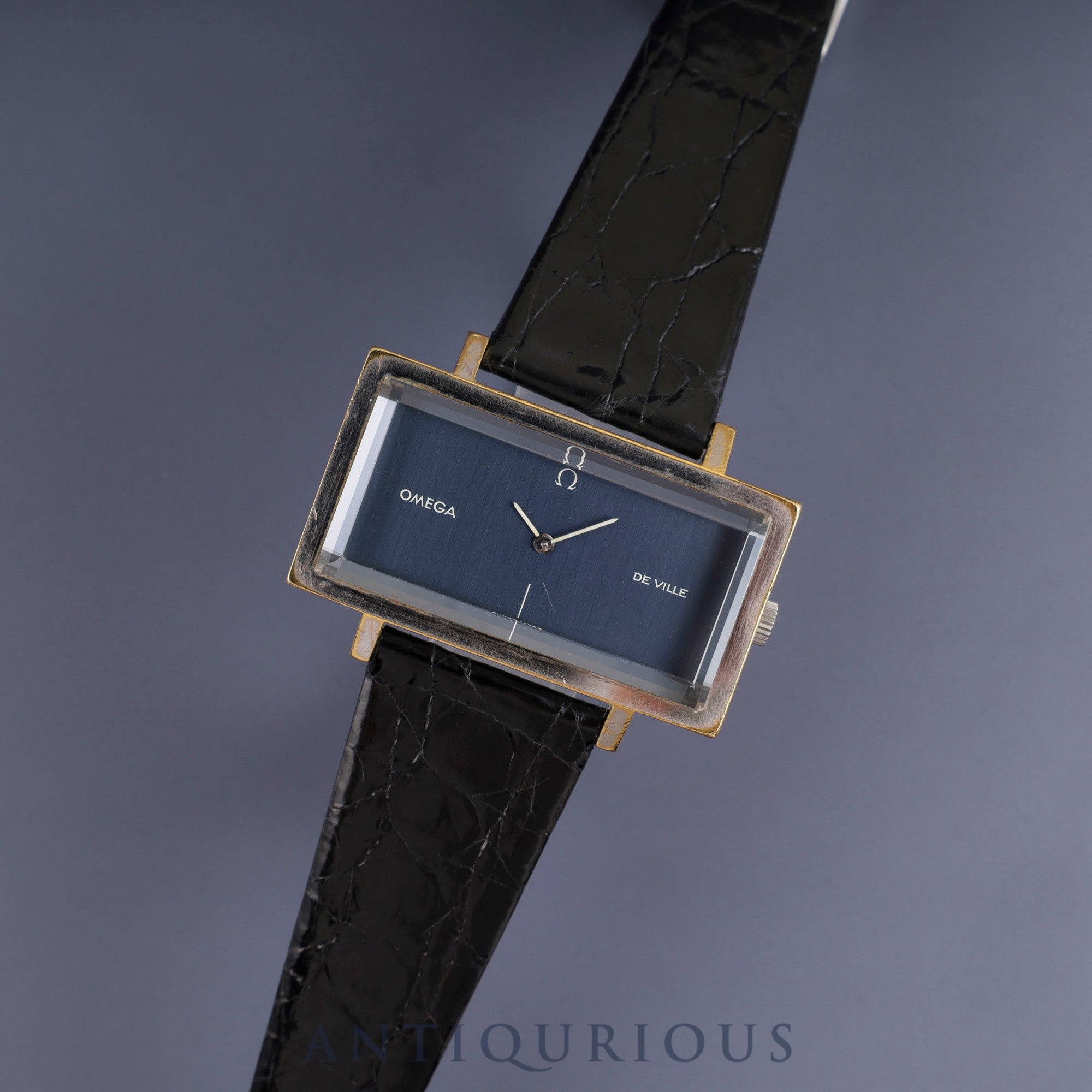 オメガ デ・ヴィル 5110383 手巻き Cal.620 SS 革 純正尾錠(SS) ネイビー文字盤 オーバーホール済み