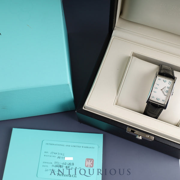 ティファニー イーストウエスト 37447102 クォーツ SS 革 社外尾錠(SS) シルバーアラビア文字盤 箱 保証書(2017年)オーバーホール済み