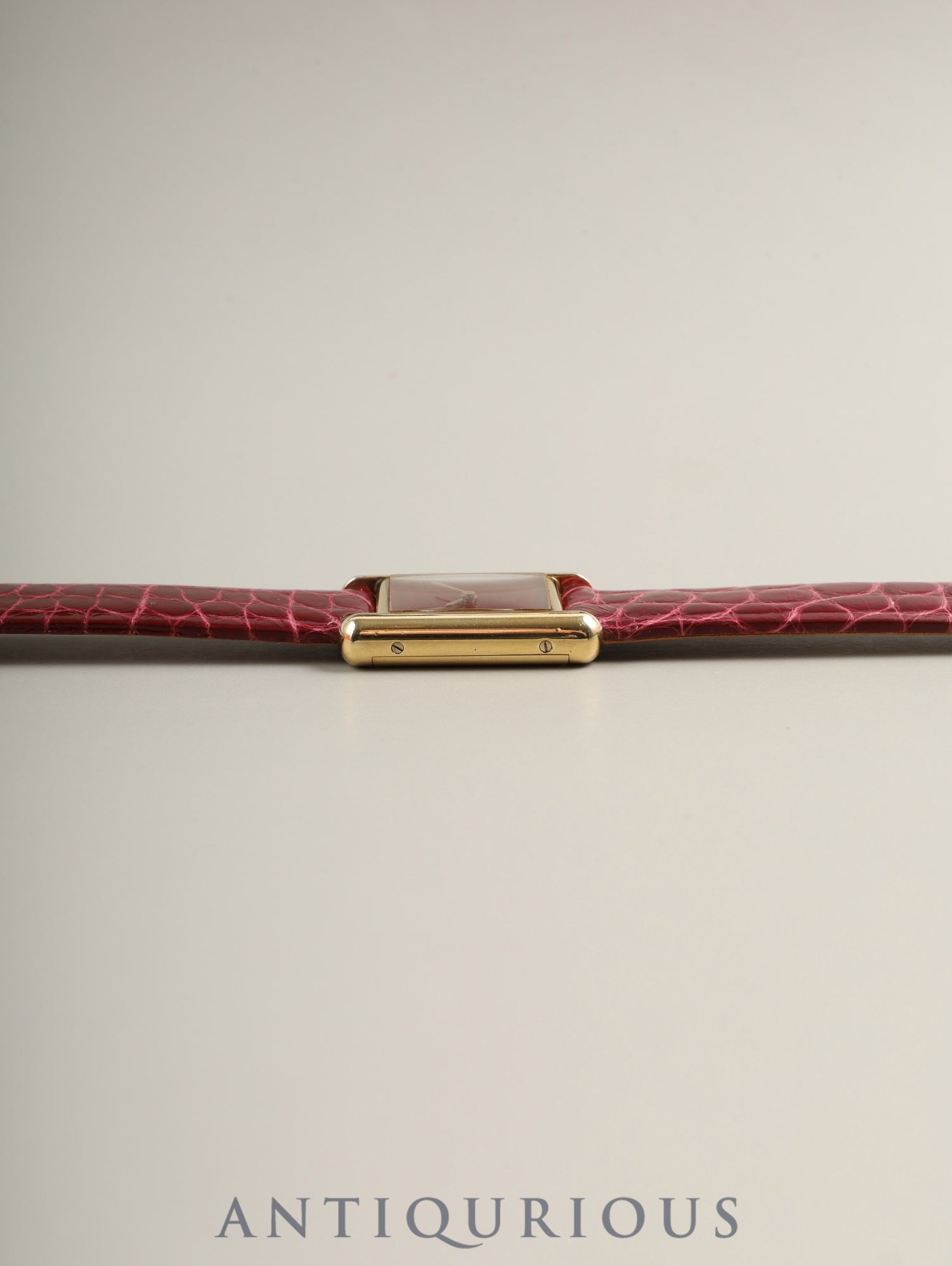 Cartier Must Tank SM 82975613 Manual Winding Caliber 78-1 Leather Genuine Pin Buckle (GP) Garnet Dial Bordeaux Dial (SWISS Marking) Box Warranty (1981) Overhauled