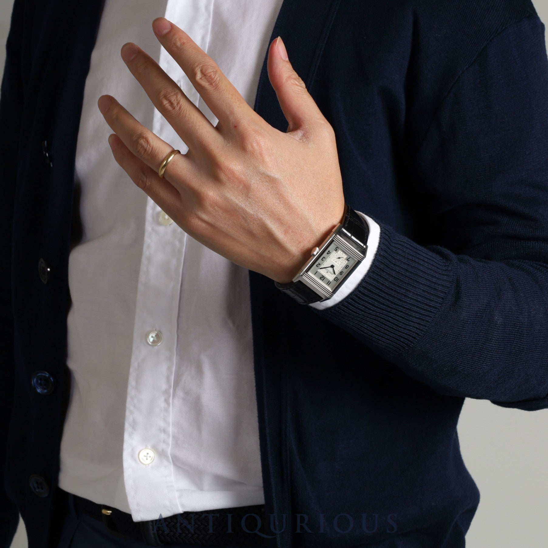 ジャガー・ルクルト レベルソ クラシック ラージ スモールセコンド Q3858520 / 214.8.62 手巻き Cal.822/2 SS 革 純正尾錠(SS)シルバー文字盤 箱 保証書(2018年)