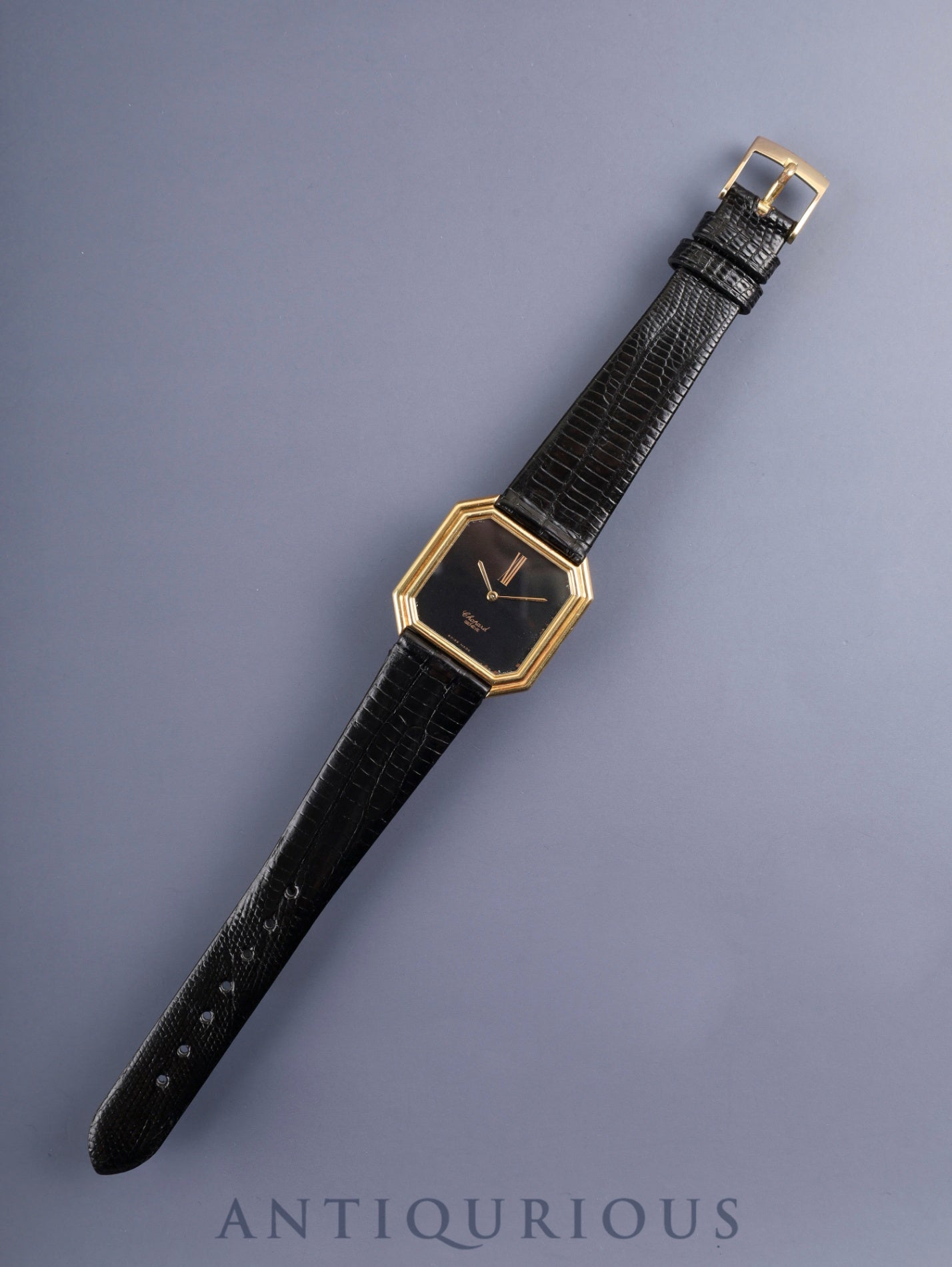 ショパール L.U.C U2130 手巻き Cal.895 AU750 革 社外尾錠(GP) オニキス文字盤 冊子 保証書(1979年)保証登録カード 純正革ベルト オーバーホール済み