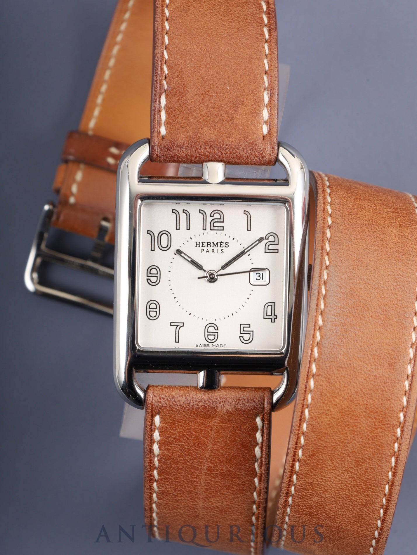 エルメス ケープコッド CC2.710 クォーツ Cal.ETA266.111 SS 純正革ベルト(□J刻印:2006年) 純正尾錠(SS) シルバー文字盤 オーバーホール済み