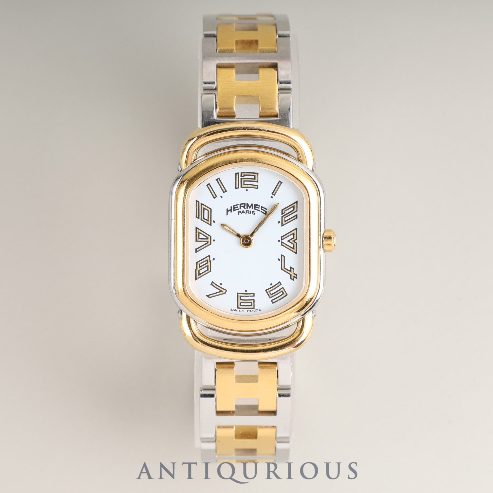 Hermes Rally RA1.240 Quartz Cal.976.001 SS/GP SS/GP White Dial Overhauled