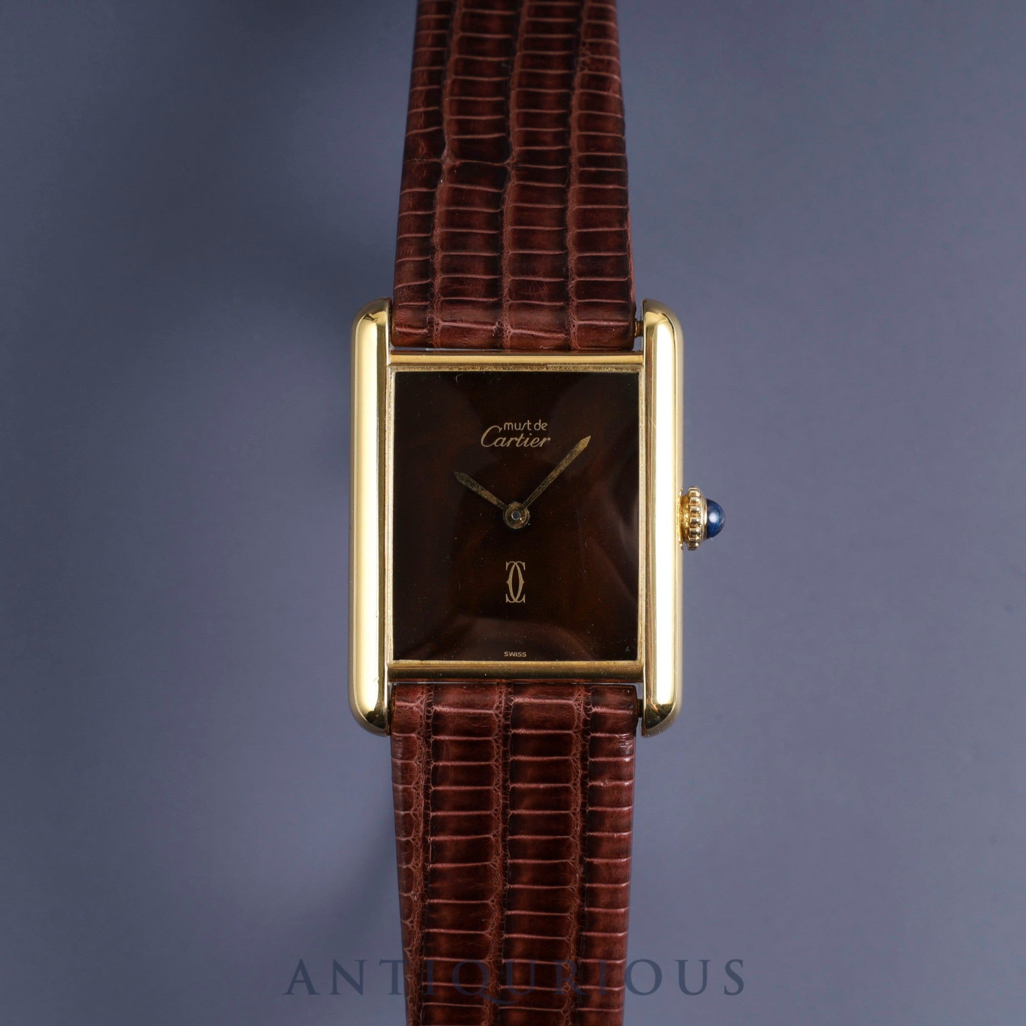 Cartier Must Tank LM Manual winding Cal.78-1 SV925 Leather Genuine buckle (GP) Mahogany dial Overhauled