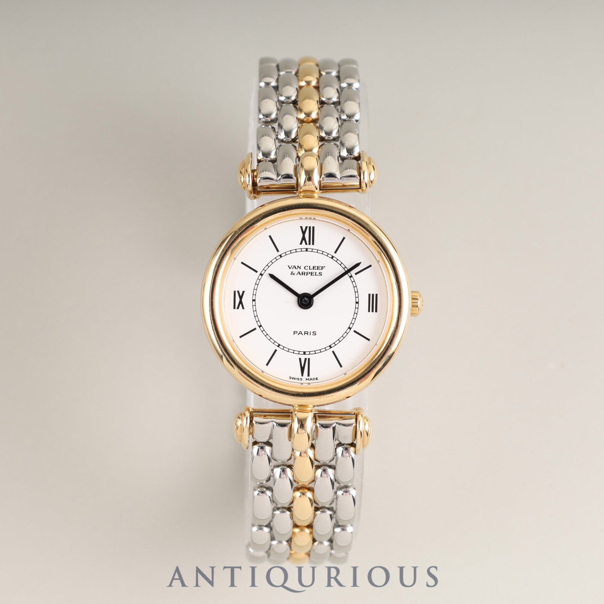 Van Cleef & Arpels La Collection 43637/G14 Quartz Cal.256.041 SS/GP SS/GP White Dial Genuine Leather Strap (Genuine Buckle (GP)) Overhauled