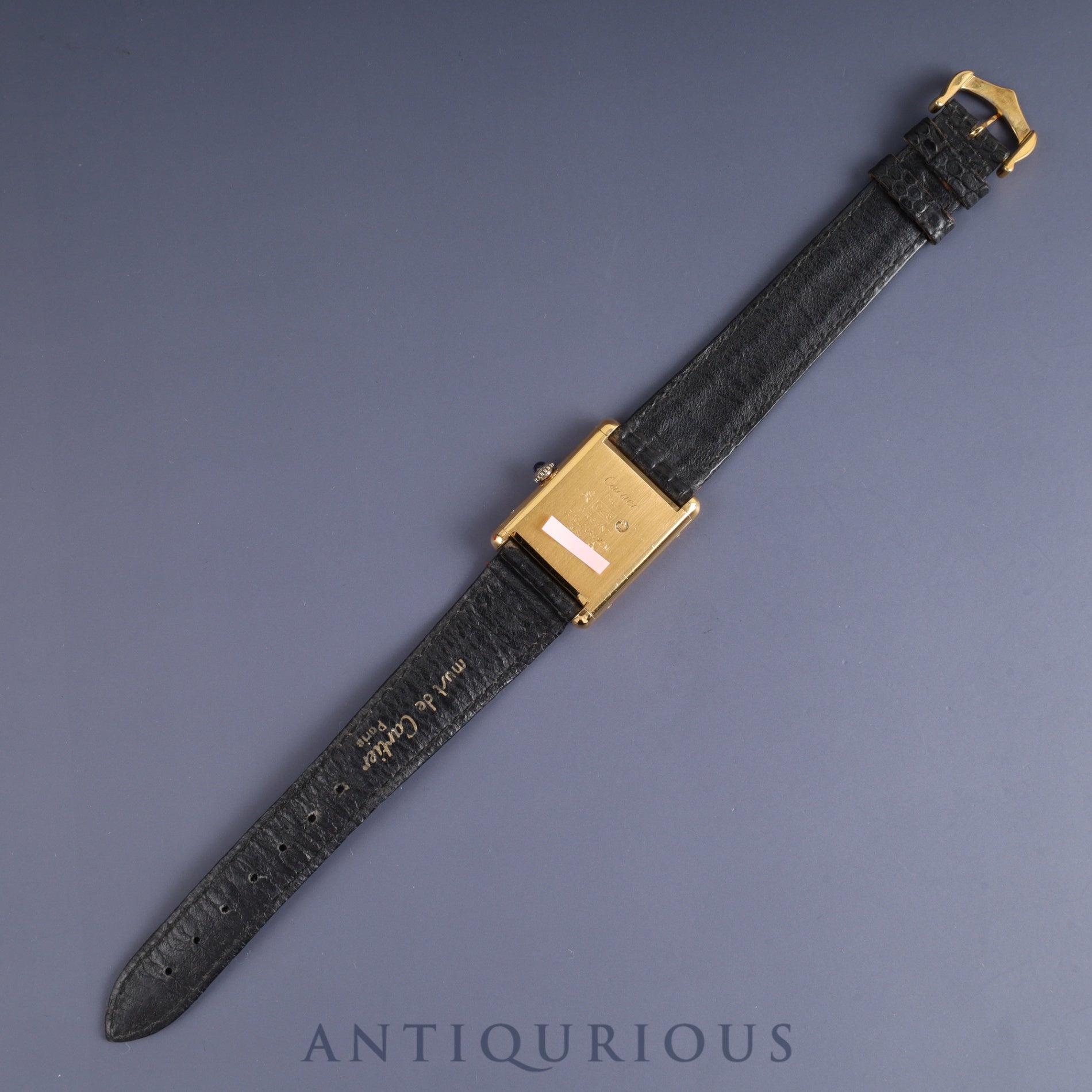 Cartier Must Tank LM Manual Winding Cal. 78-1 SV925 Genuine Leather Strap Genuine Buckle (GP) Black Onyx Dial Circa 1976-1981 Box Overhauled