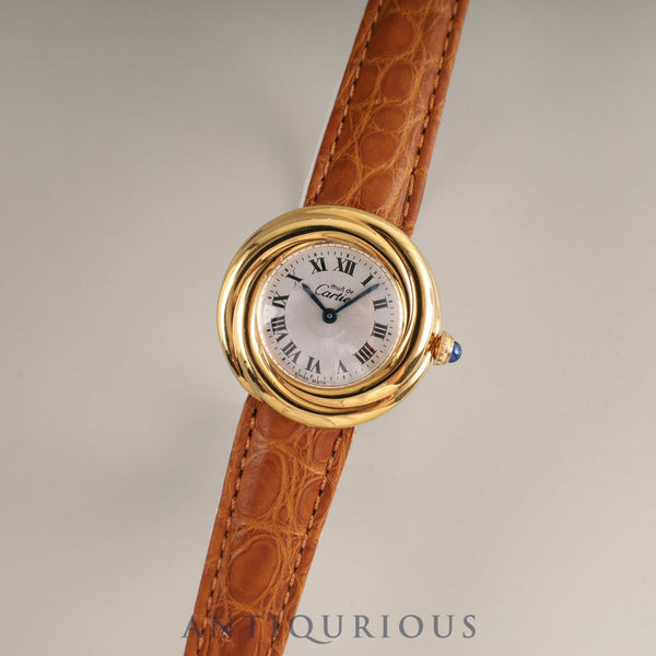 Cartier Must Trinity W1010644 / 2735 Quartz Cal.157 SV925 Leather Genuine D-buckle (GP) Silver Roman dial Overhauled