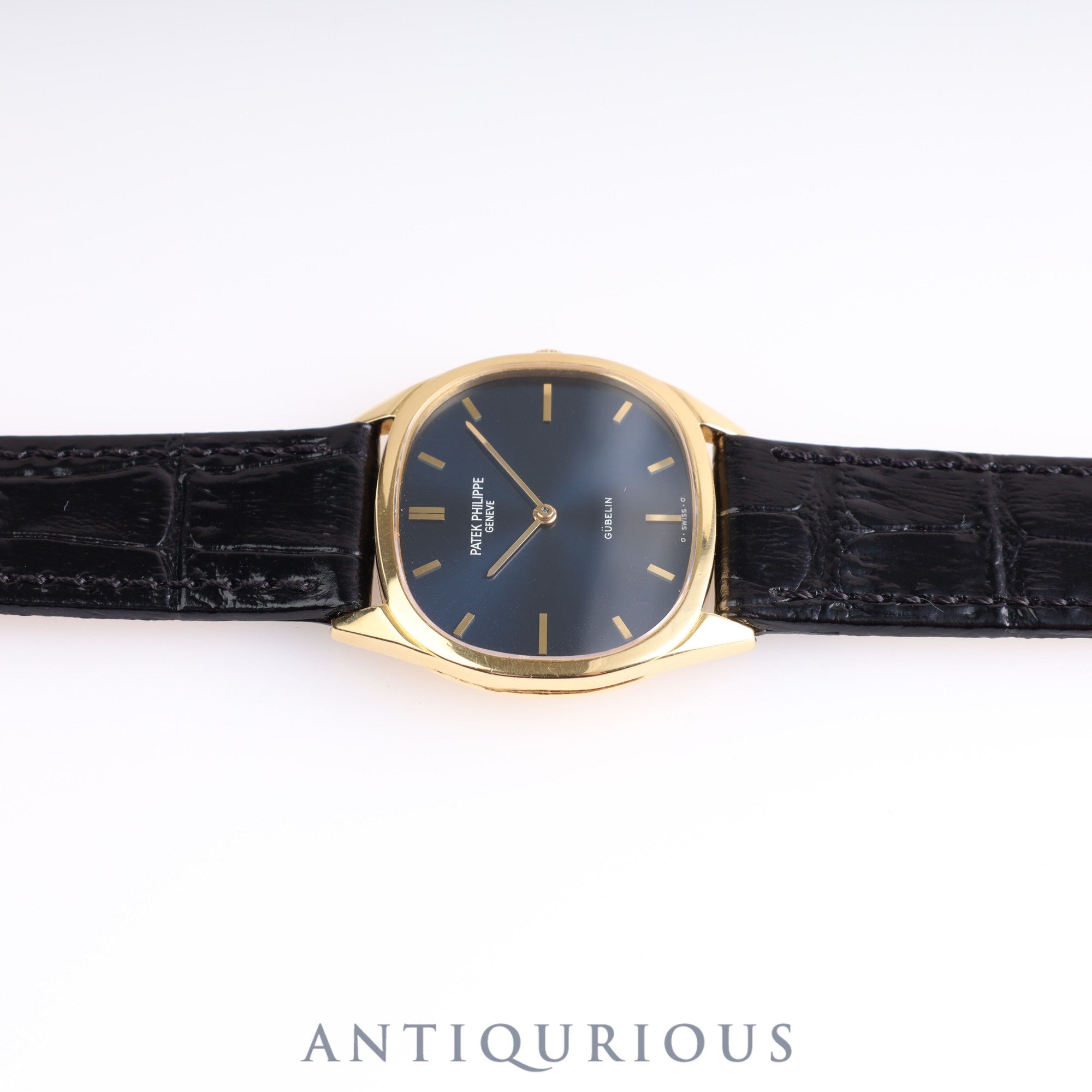 Patek Philippe Golden Ellipse 3545J GUBELIN Double Name Manual Winding Cal.23-300PM YG Leather Blue Dial Paper Box