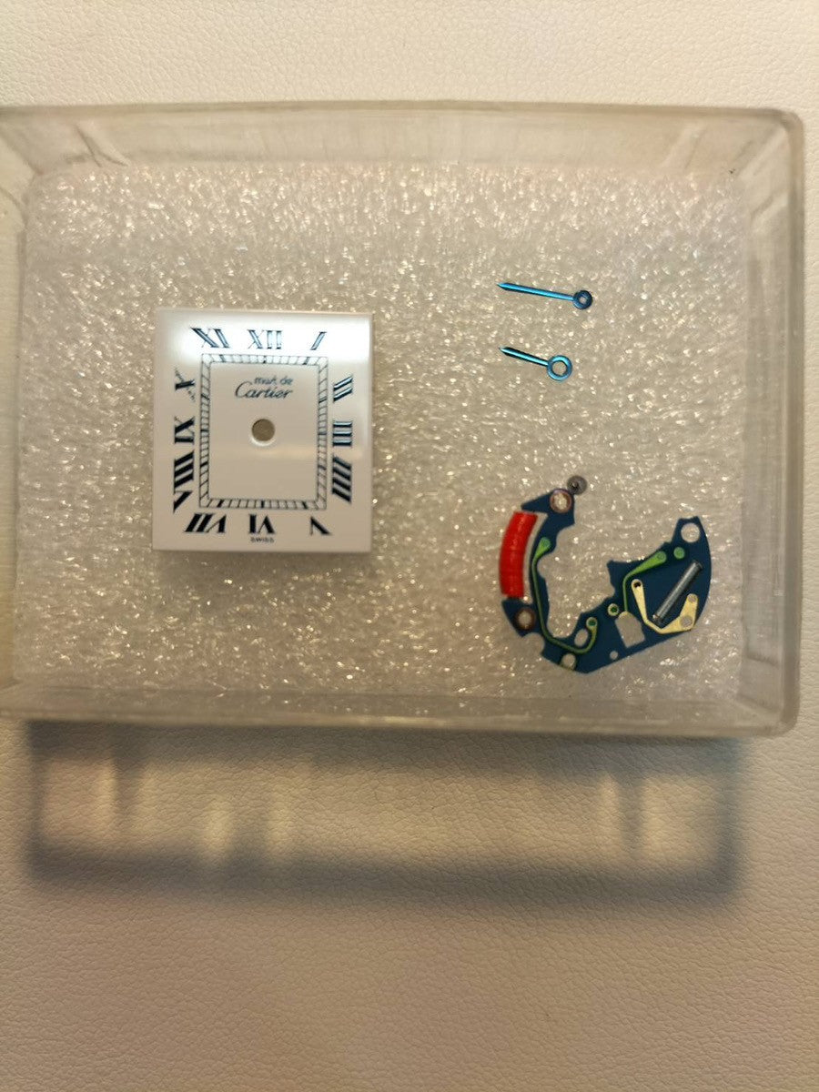 Cartier Must Tank SM W1001565 / 1614 Quartz Caliber 057 SV925 Leather Strap with Genuine D-Buckle (Stainless Steel) White Roman Dial Overhauled