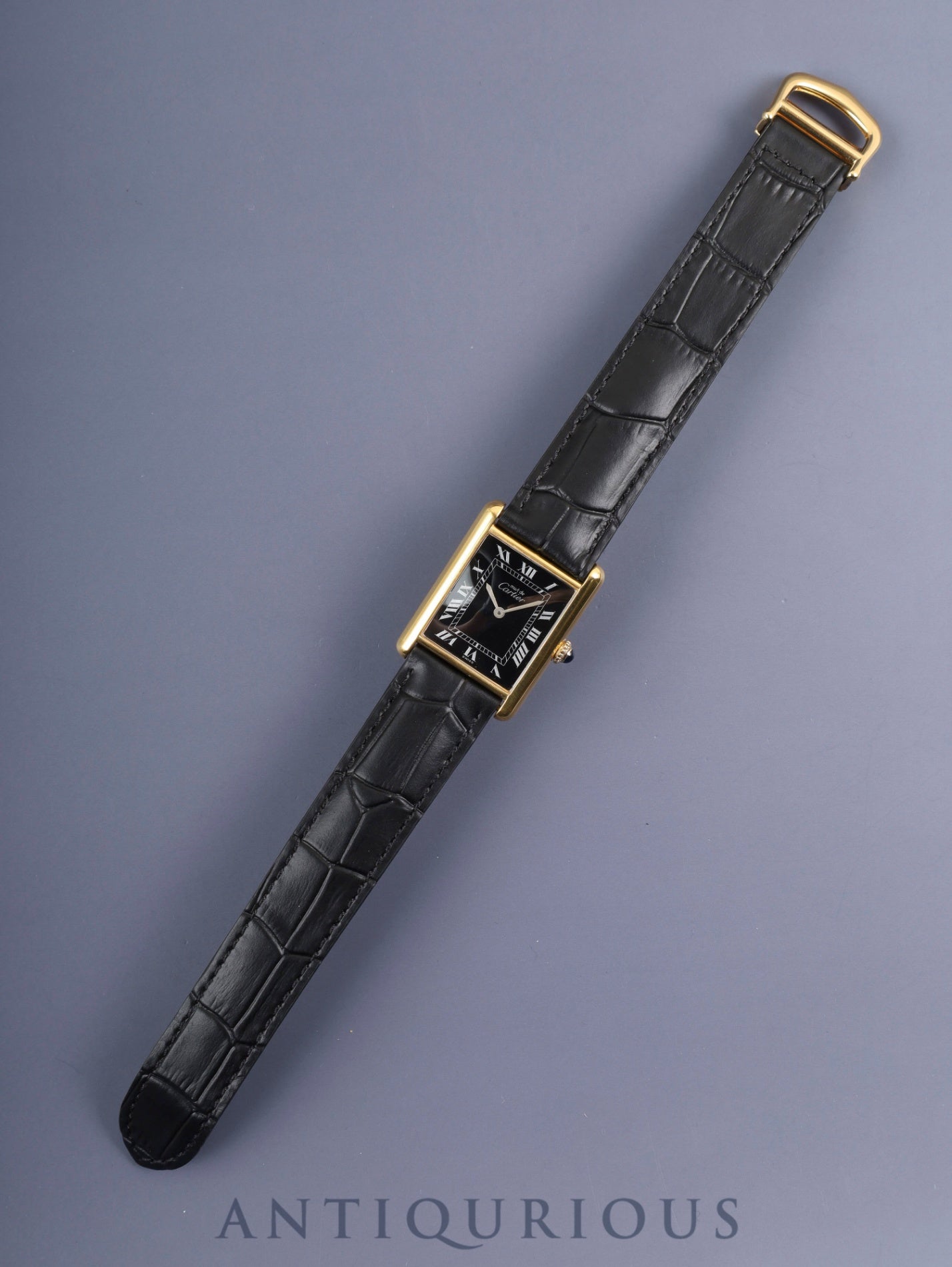 カルティエ マストタンク LM 手巻き Cal.78-1 SV925 革 純正尾錠(GP) ブラックローマン文字盤 箱 オーバーホール済み 新品仕上げ済み