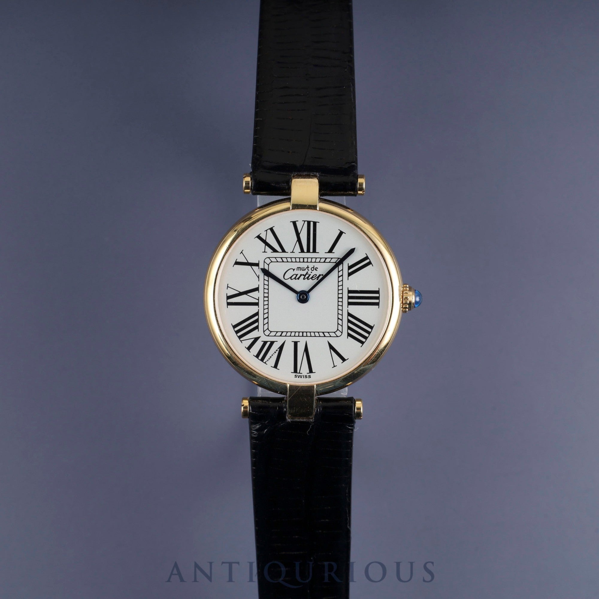 カルティエ マスト ヴァンドーム VLC LM 590003 クォーツ SV925 革 純正尾錠(GP) オパラン文字盤 カルティエブティックにてコンプリートサービス済み