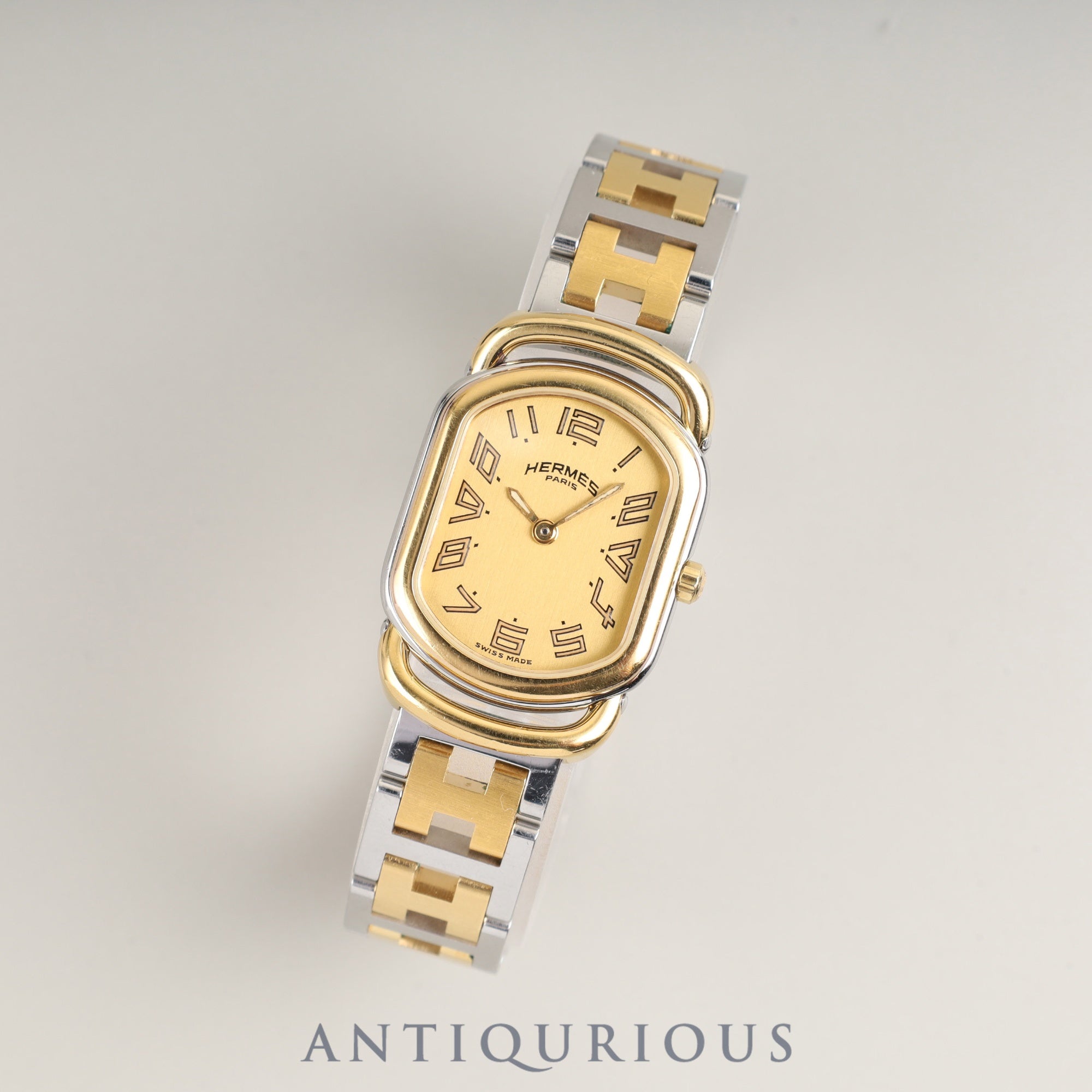 エルメス ラリー 77.03 クォーツ Cal.976.001 SS/GP SS/GP ゴールド文字盤 ケース オーバーホール済み