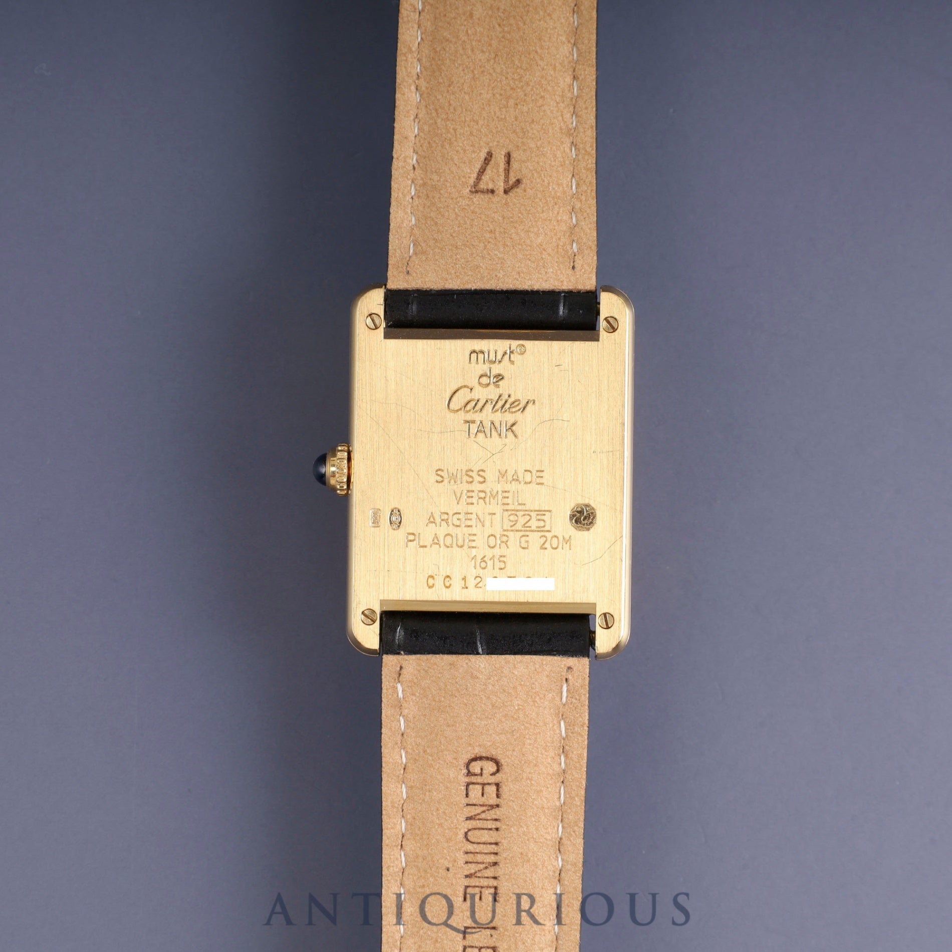 Cartier Must Tank LM 1615 / W1002754 Quartz Cal.90 SV925 Leather Genuine D-buckle (GP) Ivory Roman dial Box Booklet Warranty (1997)