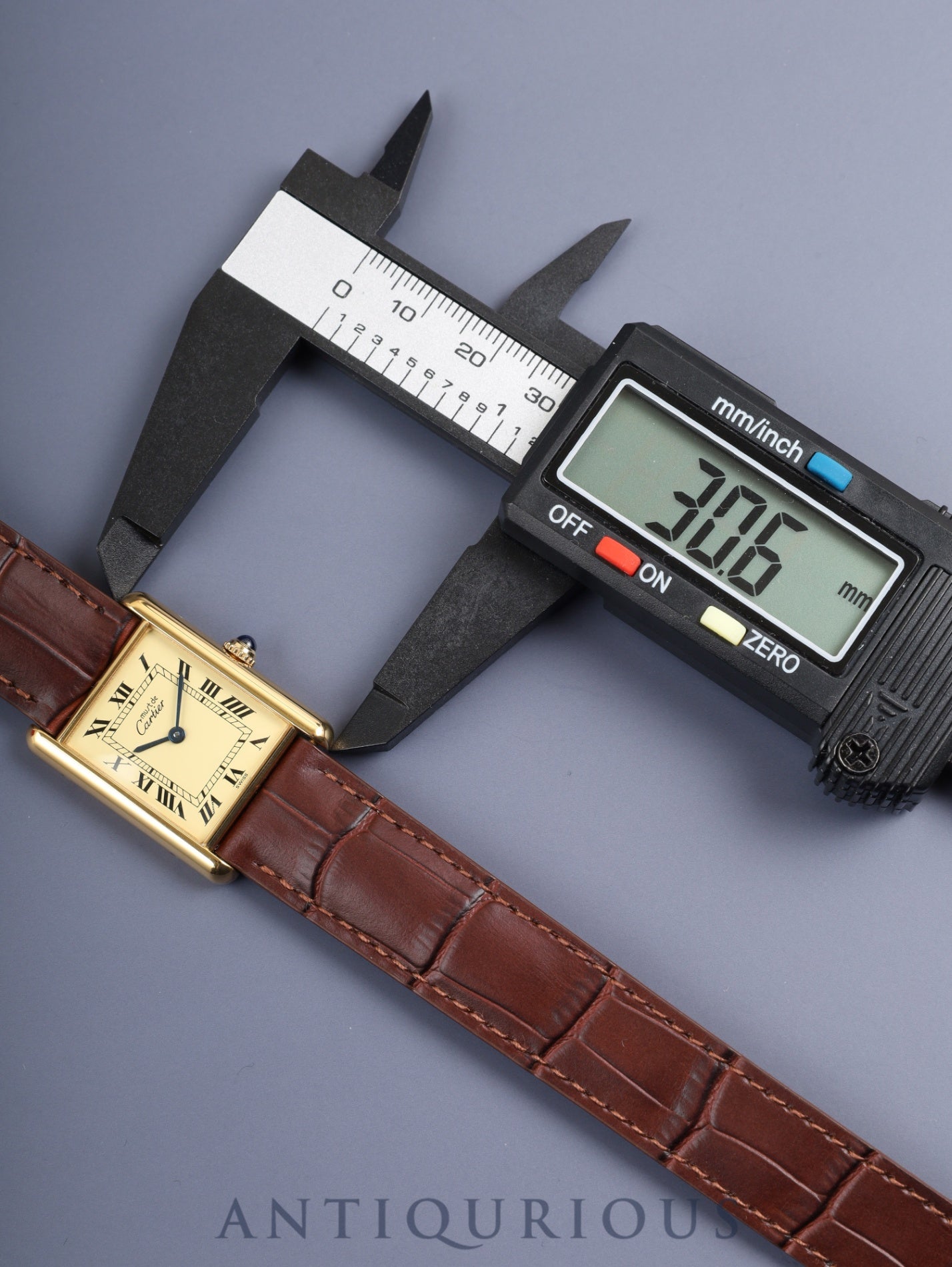 Cartier Must Tank LM W1002754 / 590005 Quartz Caliber 90 SV925 Leather Strap with Genuine D-buckle (GP) Ivory Roman Dial (SWISS Marking) Circa 1982-1995 Box Overhauled