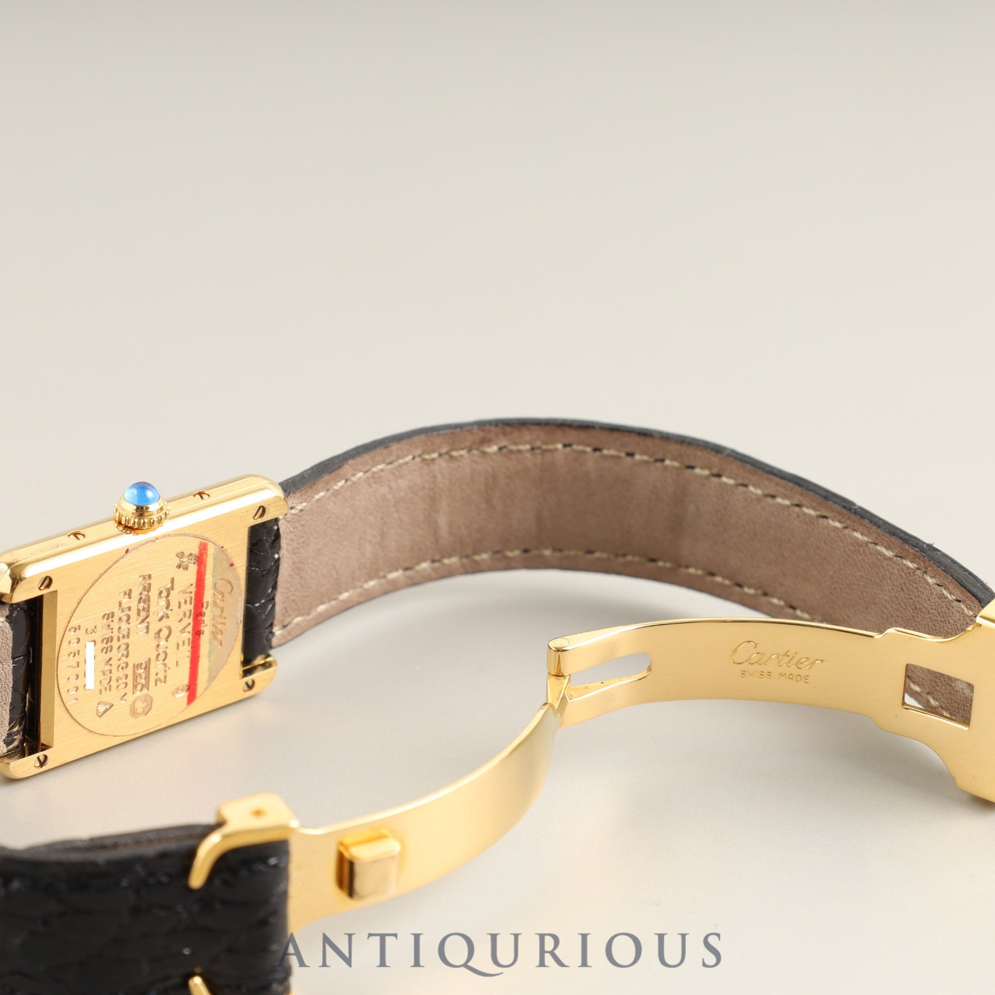 Cartier Must Tank SM 5057001 Quartz Cal. 057 SV925 Genuine Leather Strap Genuine D Buckle (GP) Arabic Dial Box Booklet Overhauled