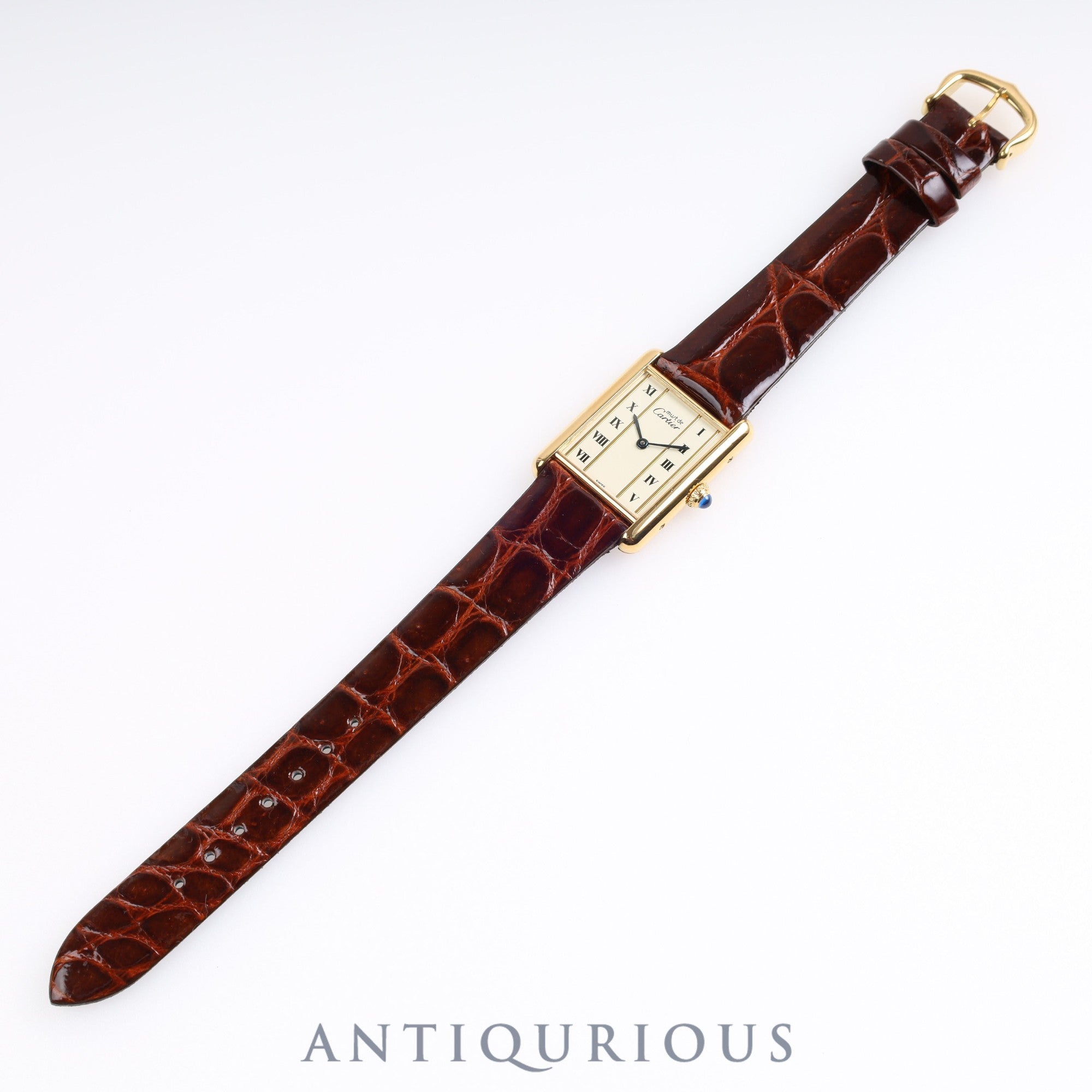 Cartier Must Tank LM QZ 590005 925 Leather Vertical Roman Dial