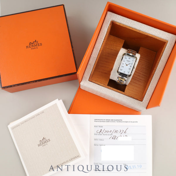 Hermès Cloajour CR1.220 Quartz SS/GP SS/GP White Dial Box Warranty (2001) Overhauled