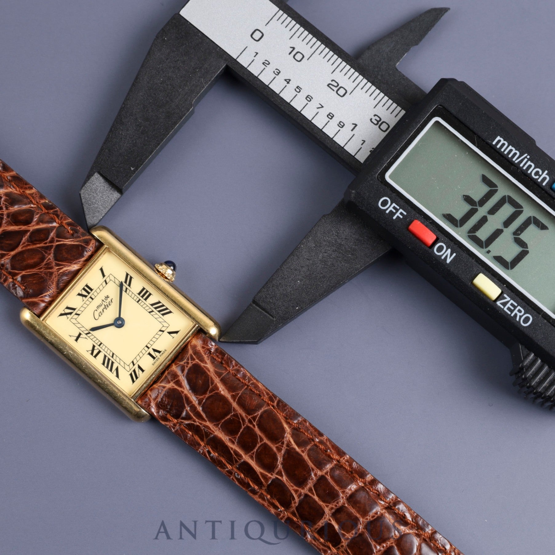 Cartier Must Tank LM 590005 Quartz SV925 Leather Genuine Buckle (GP) Ivory Roman Dial Complete service (full maintenance) completed at Cartier boutique
