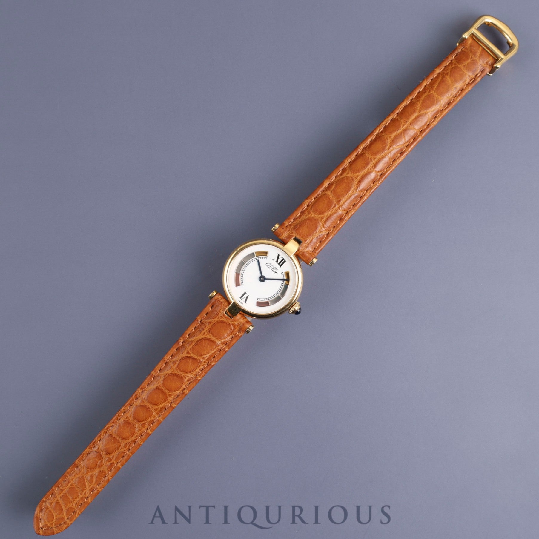 Cartier Must Vendome VLC SM 590004 Quartz Cal.90 SV925 Leather Genuine D Buckle (GP) Trinity Dial Booklet Overhauled
