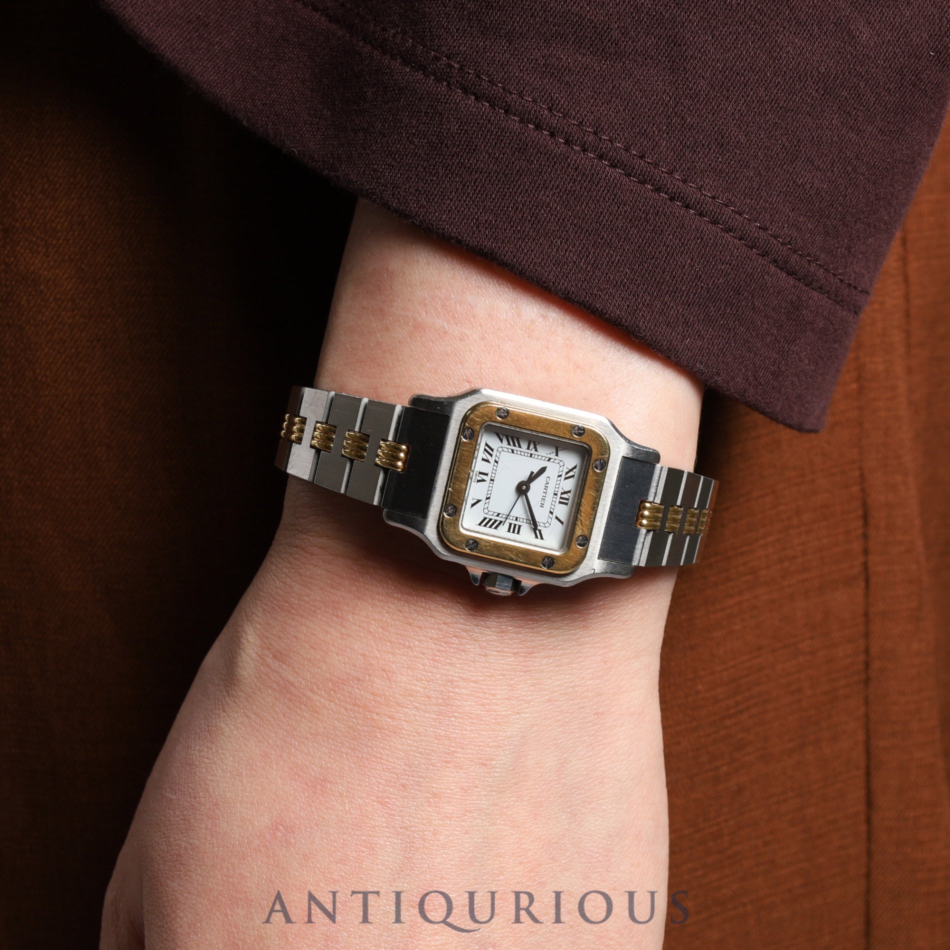 Cartier Santos Carrée SM AC14.30gr OR 0.750 2.80gr / 0902 Automatic SS/YG White Roman Dial Warranty (1988) Overhauled