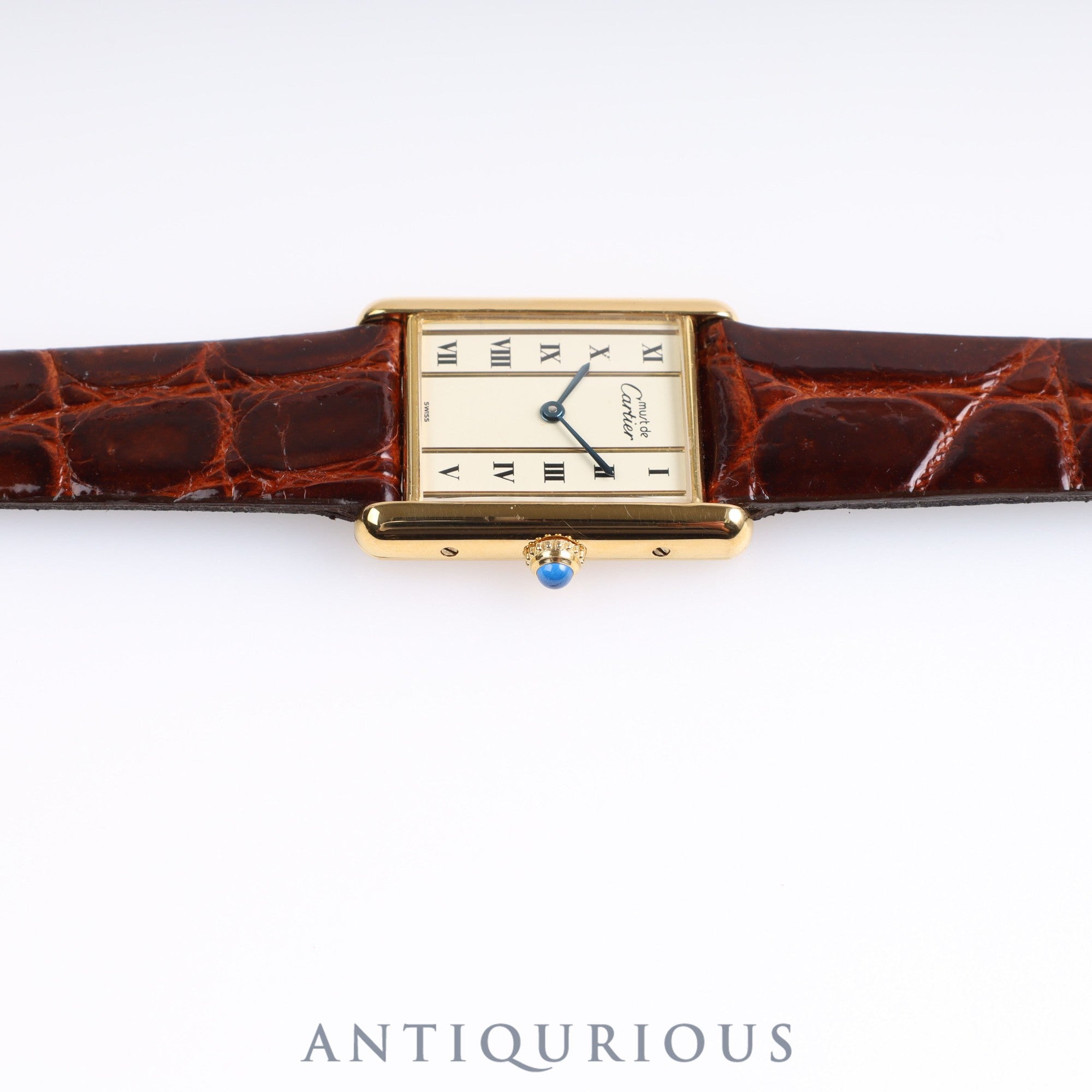 Cartier Must Tank LM QZ 590005 925 Leather Vertical Roman Dial