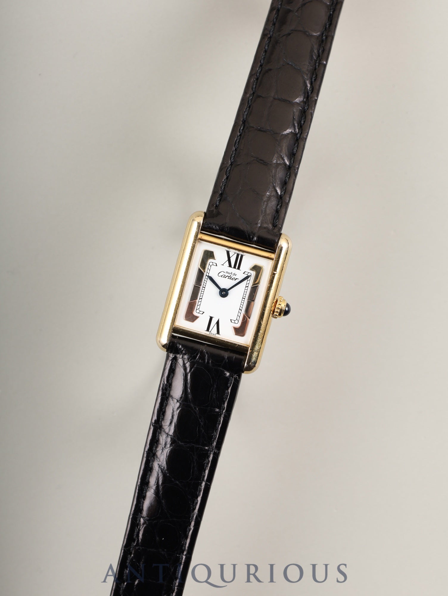 Cartier クォーツ腕時計 カルティエ ヴァンティアン マスト　箱付き カルティエ マストタンク SM 1613 クォーツ Cal.057 SV925 革 純正D