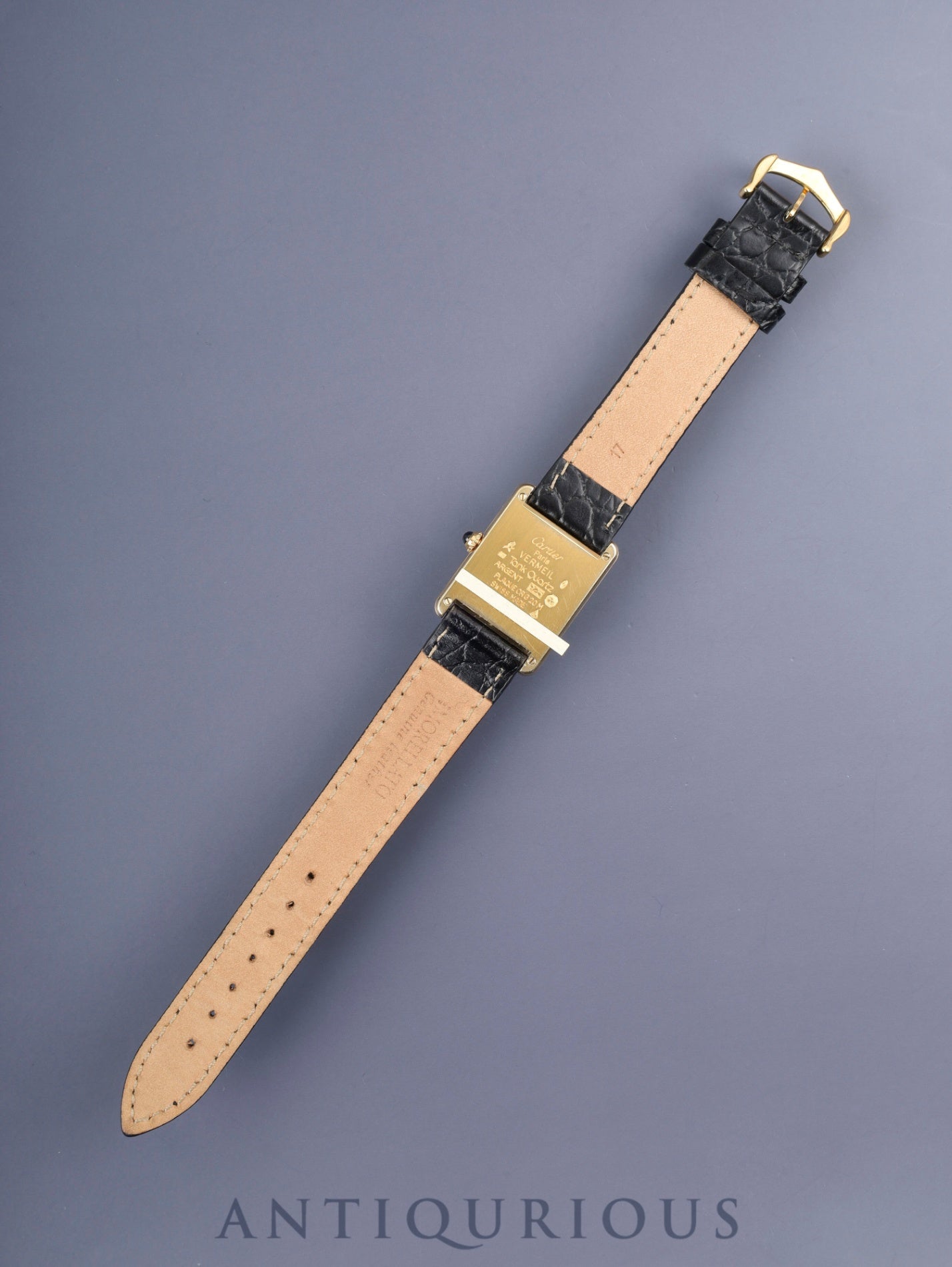 カルティエ マストタンク LM 590005 クォーツ Cal.90 SV925 革 純正尾錠(GP)アイボリーローマン文字盤(SWISS表記)オーバーホール済み