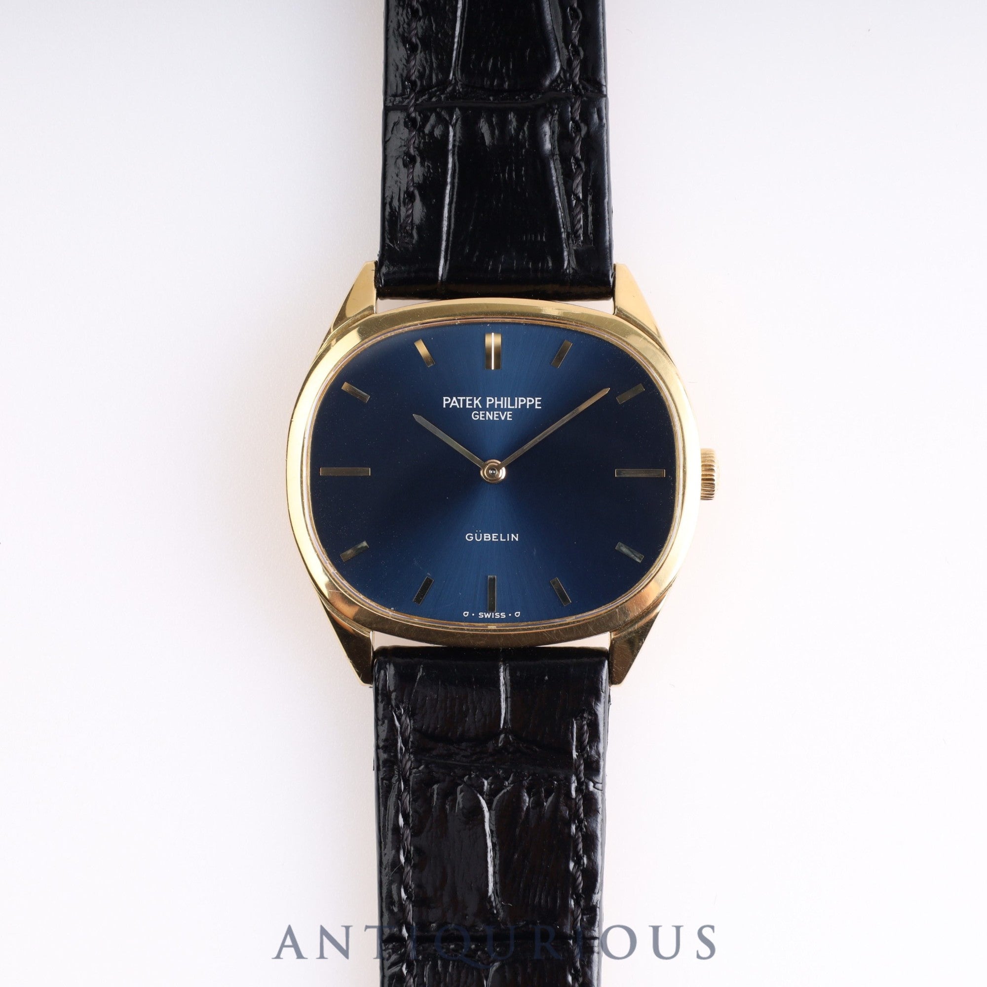 Patek Philippe Golden Ellipse 3545J GUBELIN Double Name Manual Winding Cal.23-300PM YG Leather Blue Dial Paper Box