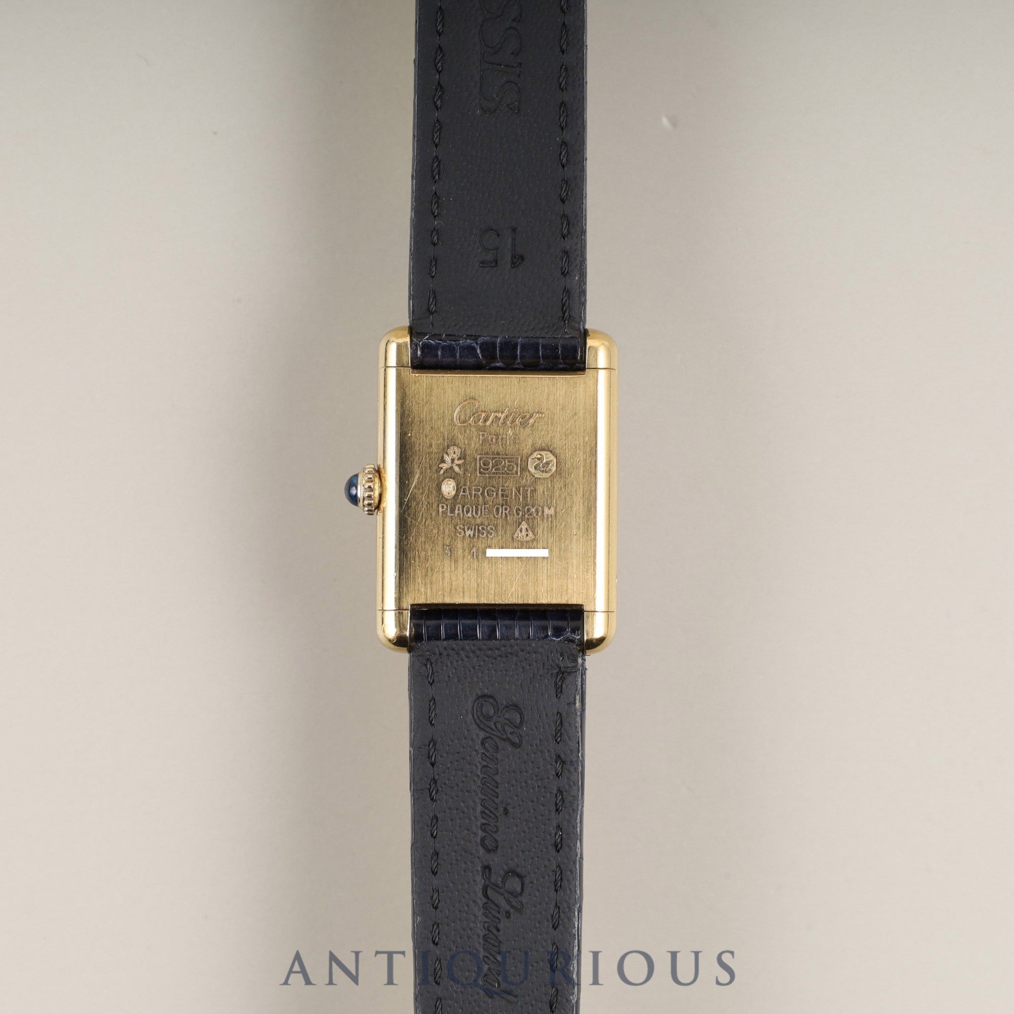 カルティエ マストタンク SM 手巻き SV925 革 純正尾錠(GP)ラピスラズリ文字盤(SWISS表記) 箱 冊子 保証書(1981年) オーバーホール済み
