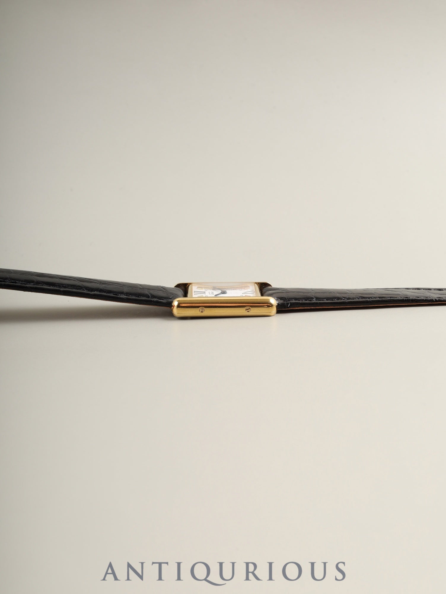 Cartier Must Tank SM 1613 Quartz Caliber 057 SV925 Leather Watch with Genuine D-Buckle (GP) and Side Trinity Dial (SWISS Markings), Circa 1982-1995, Box, Genuine Leather Strap, Overhauled