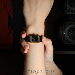 Cartier Must Tank SM 5057001 Quartz Caliber 057 SV925 Leather Strap with Genuine GP Buckle Black Roman Dial Circa 1982-1995 Overhauled and Finished to Like New