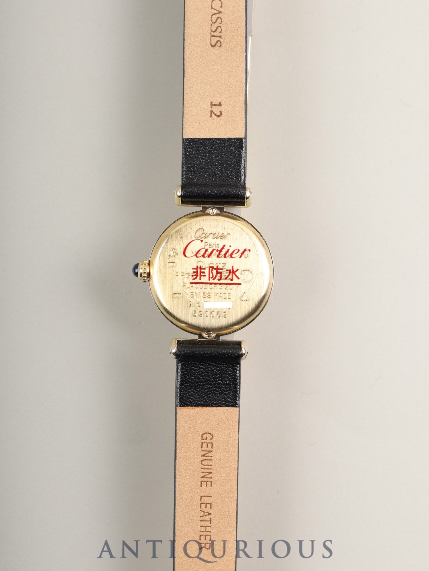 カルティエ マストコリゼ 590002 クォーツ SV925 革 純正尾錠(GP) アイボリーローマン文字盤 24mm 箱 冊子 保証書(1996年)カルティエブティックにてコンプリートサービス(フルメンテナンス)済み