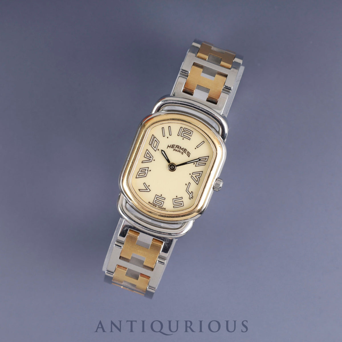 Hermes Rally RA1.220 Quartz Cal.976.001 SS/GP SS/GP Ivory dial Warranty (2014, personal name, memo included) Overhauled
