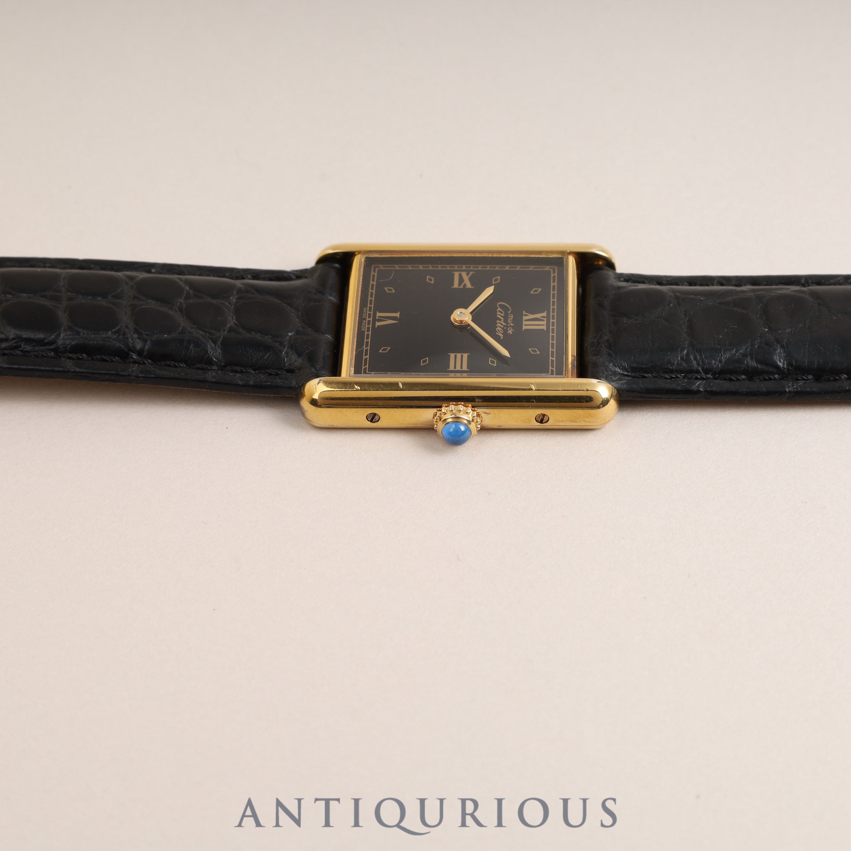 Cartier Must Tank LM QZ Black Roman Dial Fully Serviced