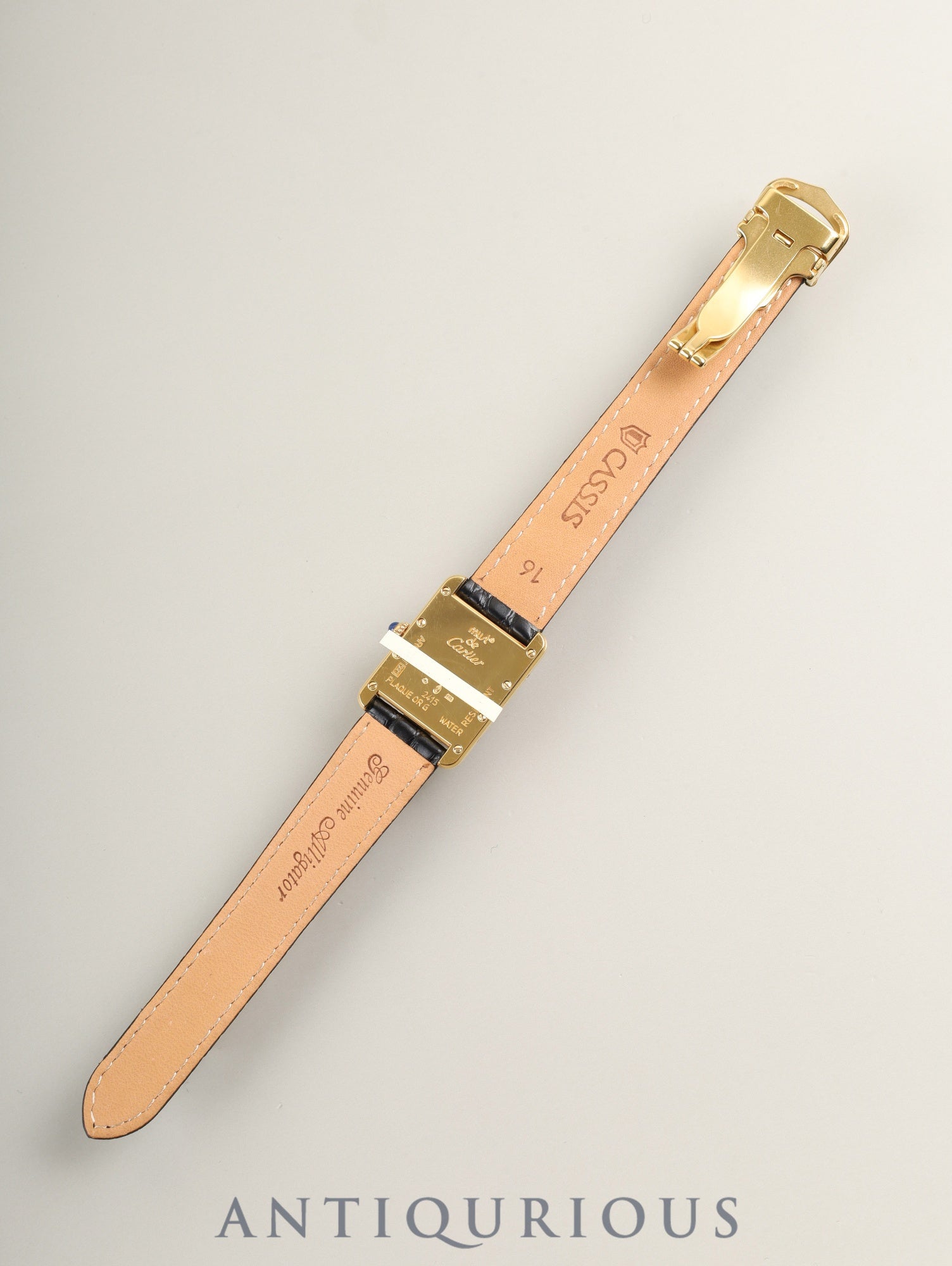 Cartier Must Tank MM 2415 Quartz Caliber 057 SV925 Leather Watch with Genuine D-buckle (GP) Ivory Roman Dial (SWISS MADE Marking) Circa 1990-2004 Box Warranty Card Overhauled