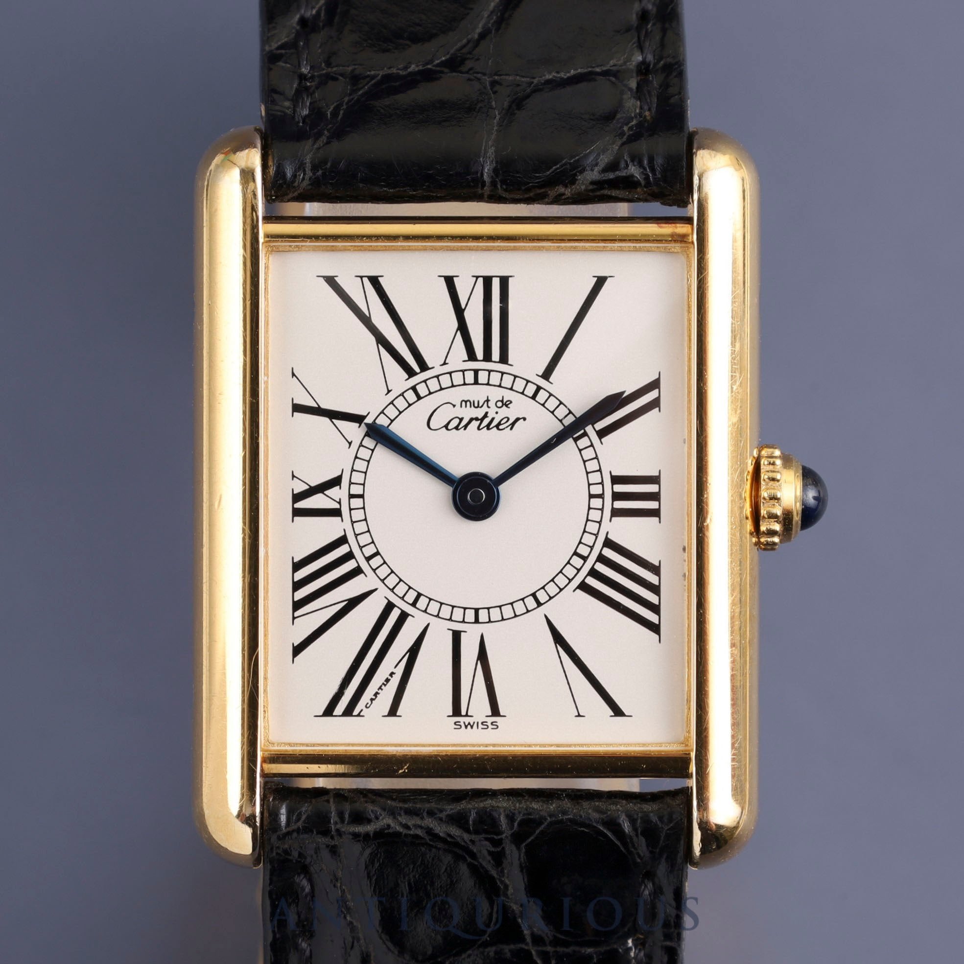 Cartier Must Tank LM 590005 Quartz Cal.690 SV925 Genuine leather strap Genuine D buckle Opalan dial Overhauled