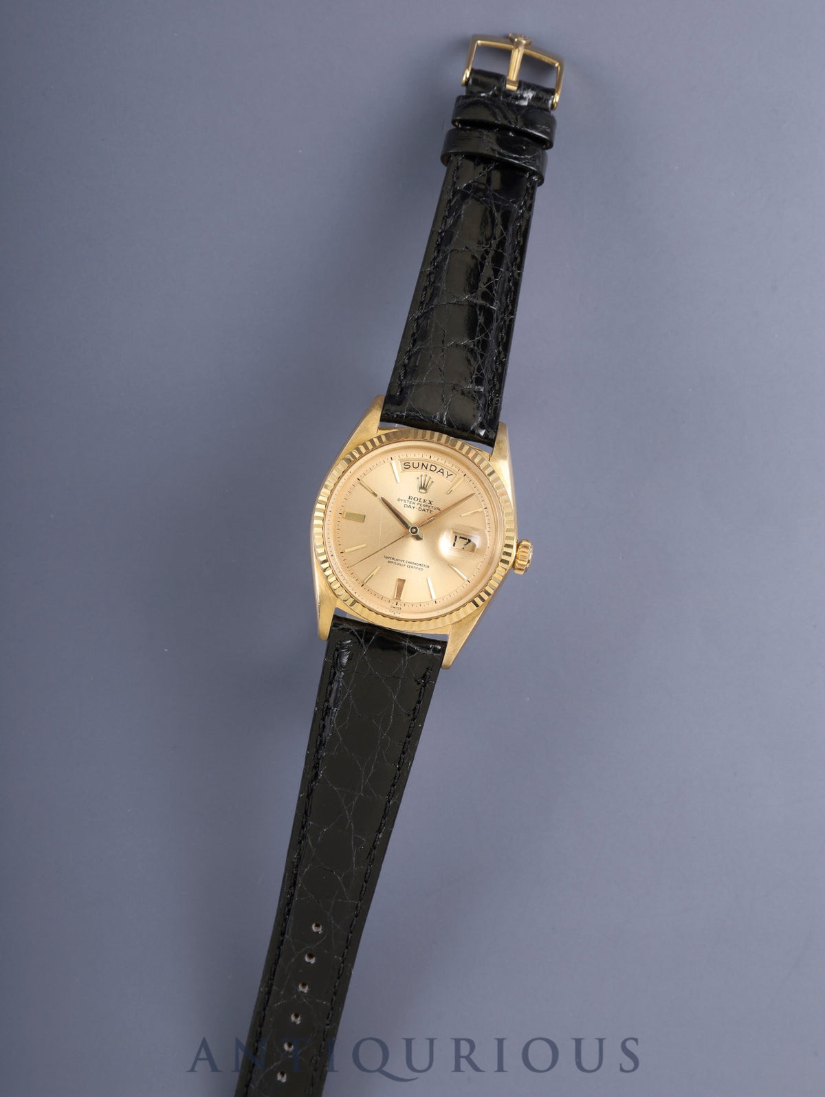 Rolex Day-Date 1803 Automatic Cal. 1555 750YG Leather Strap Original Pin Buckle (GP) Champagne Dial Serial Number 96-series (circa 1962) Overhauled