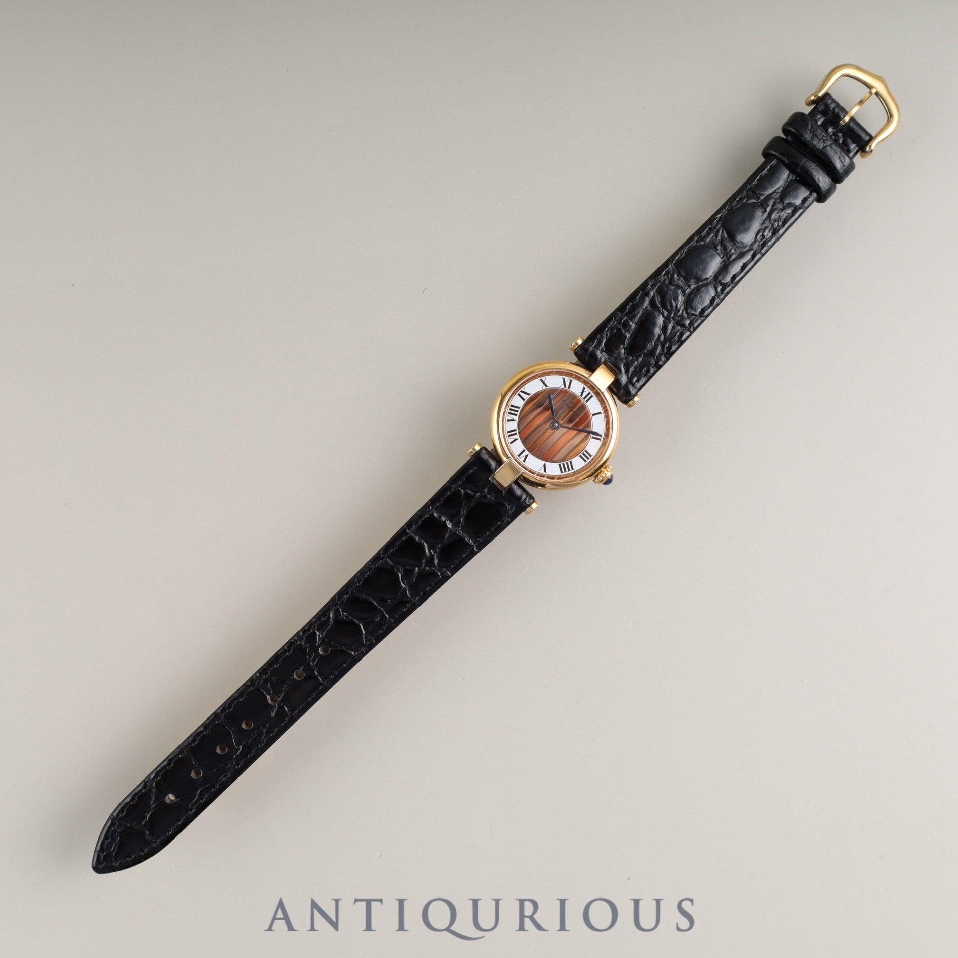 カルティエ マスト ヴァンドーム VLC SM 590004 クォーツ Cal.90 SV925 革 純正尾錠(GP) フロントトリニティ文字盤 箱 タグ 冊子 保証書(1990年) オーバーホール済み