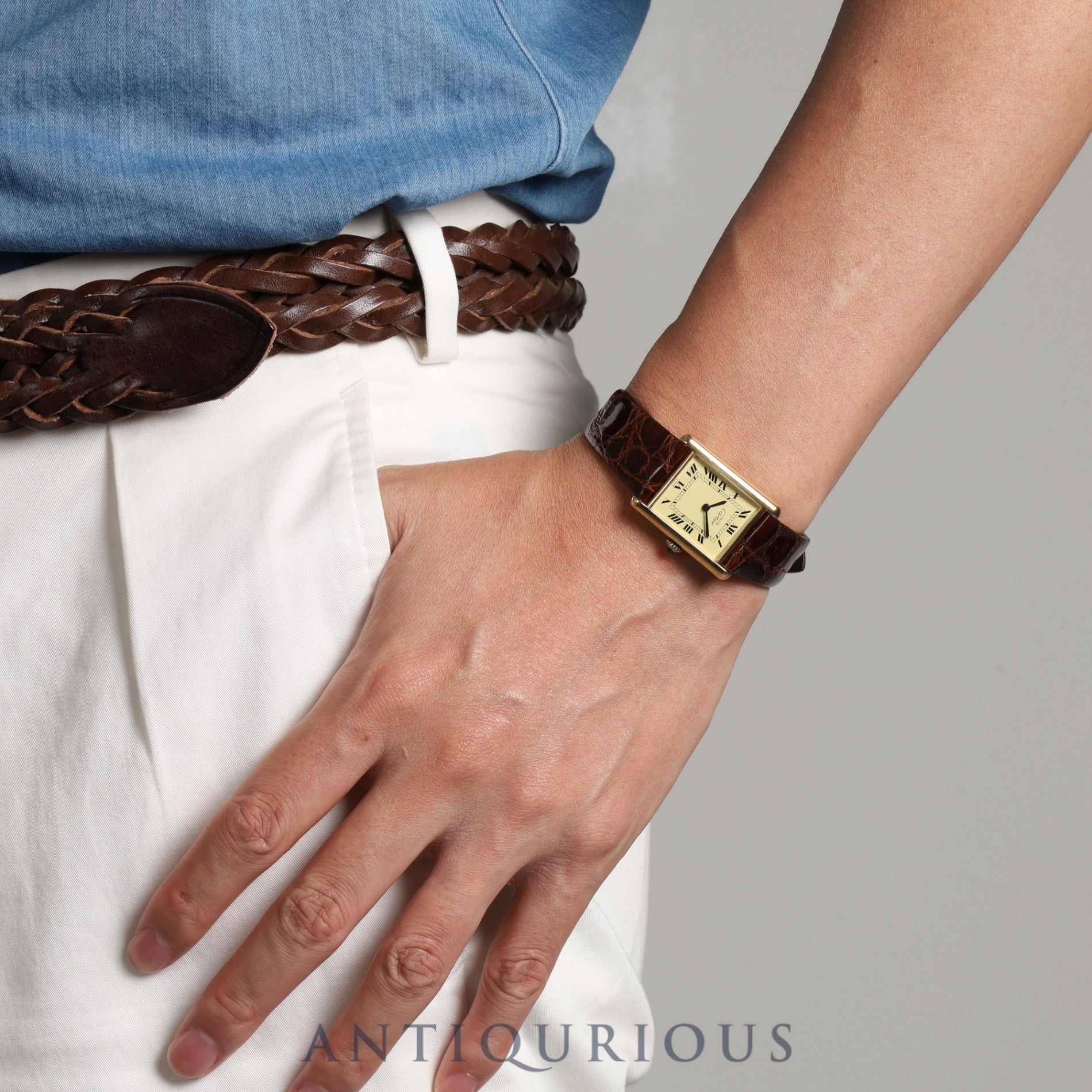 Cartier Must Tank LM Manual winding Cal.78-1 925 Leather Genuine buckle (GP) Ivory Roman dial Overhauled