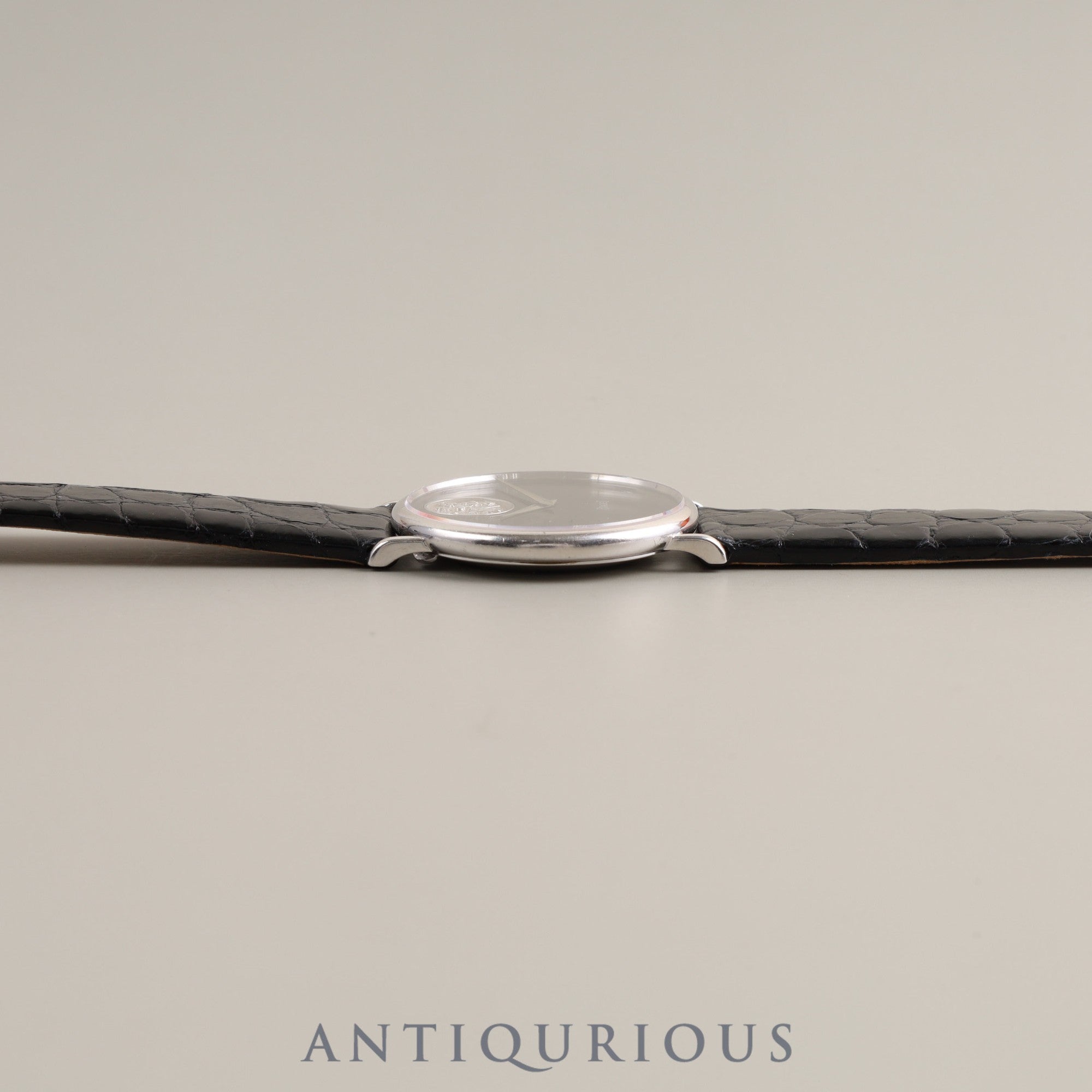 Piaget Round 9025 Manual Winding Cal.9P2 WG Leather Genuine Buckle (750) Black Dial