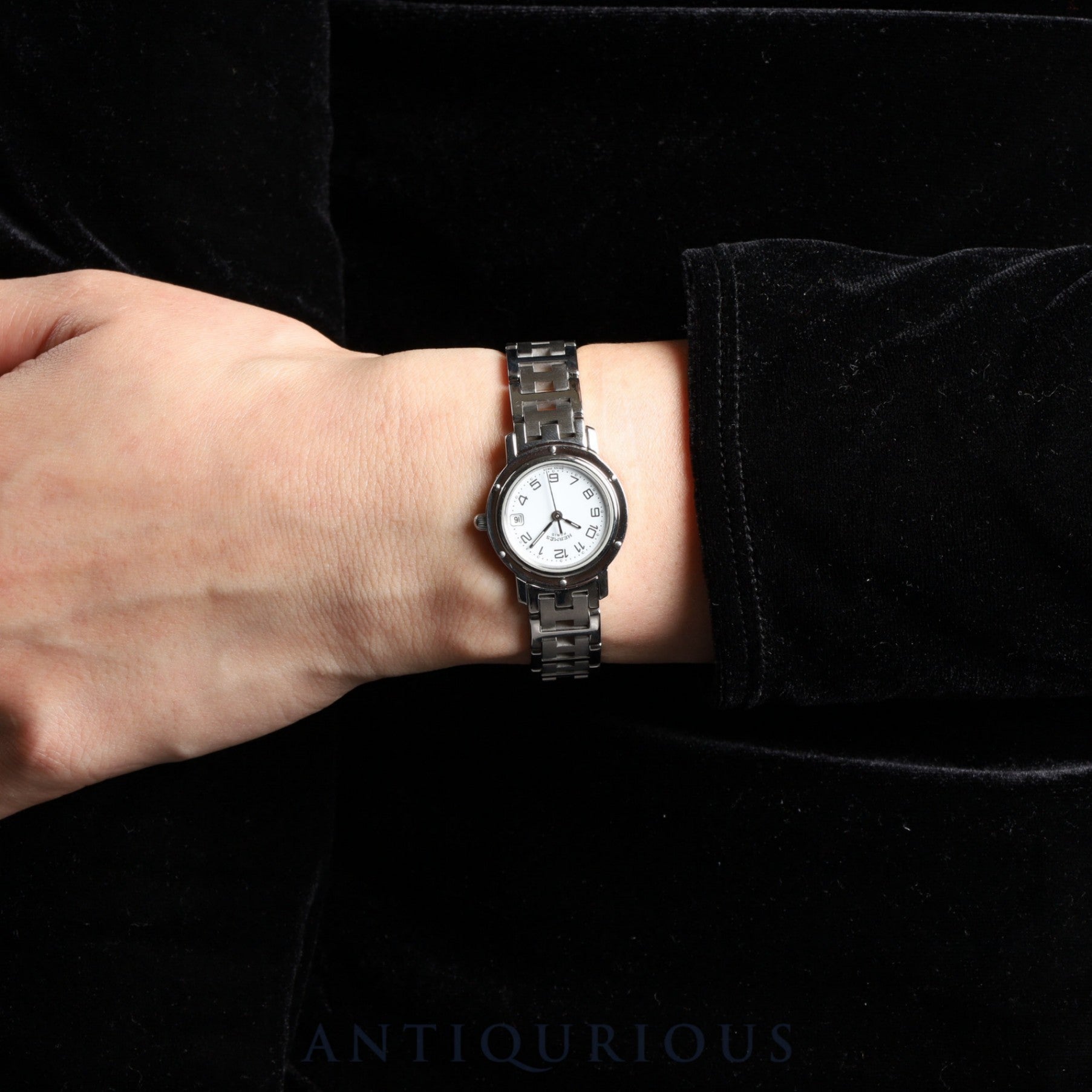 Hermes Clipper CL4.210 Quartz SS SS White Arabic Dial 24.0mm Box Warranty (2003) Overhauled