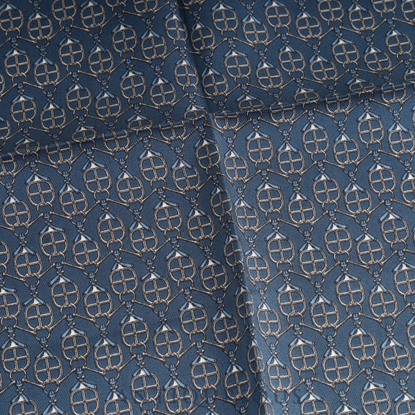 エルメス スカーフ カレ45 総柄 ネイビー SILK100%