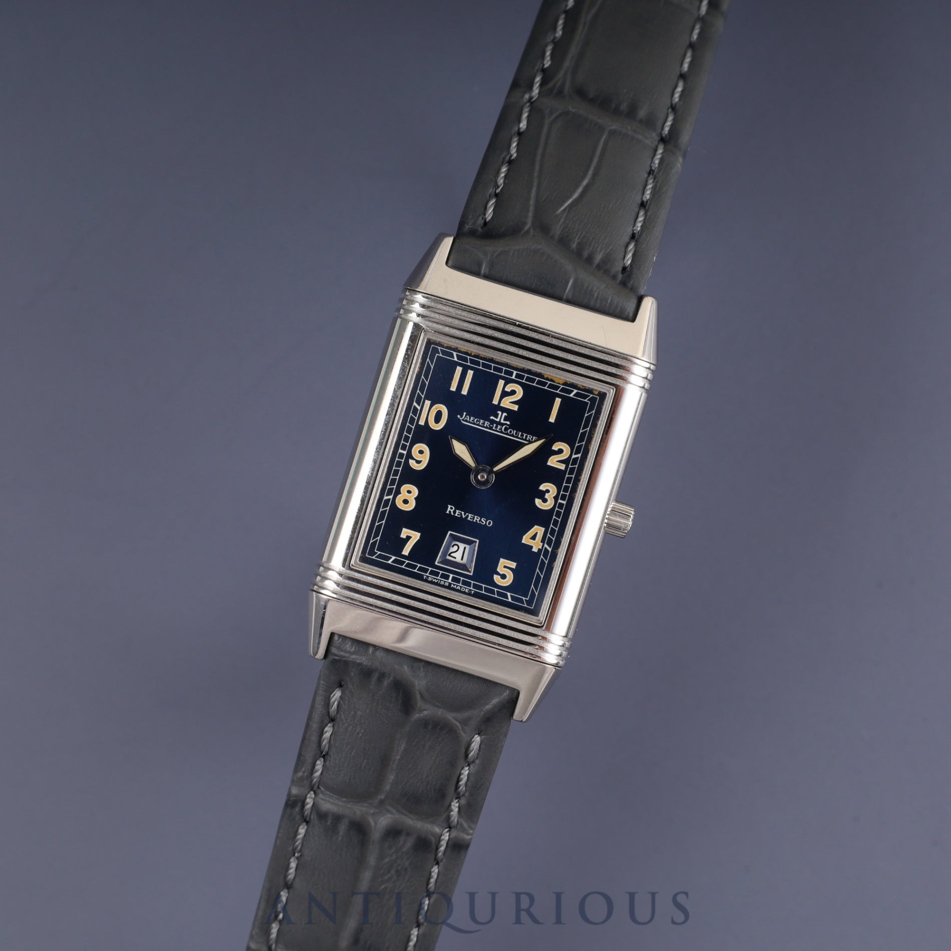 Jaeger-LeCoultre Reverso Classic QA251804 / 250.8.10 Quartz Cal.610 SS Leather Genuine Buckle (SS) Navy Arabic Dial Box Booklet Overhauled