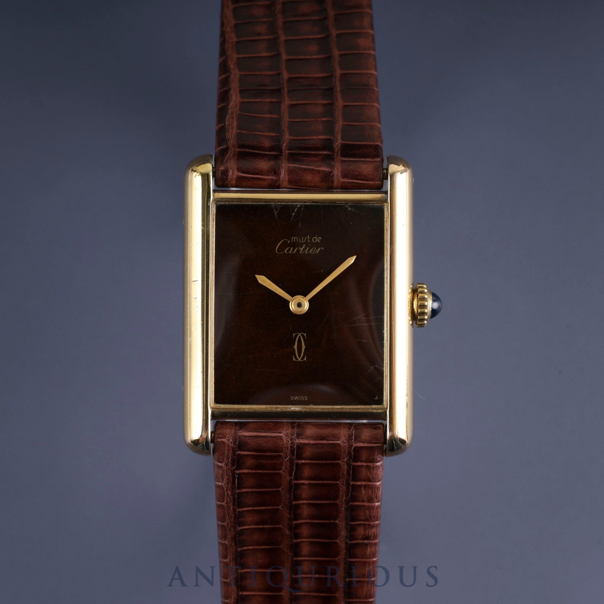 Cartier Must Tank LM Manual winding Cal.78-1 SV925 Leather Genuine buckle (GP) Mahogany dial Overhauled