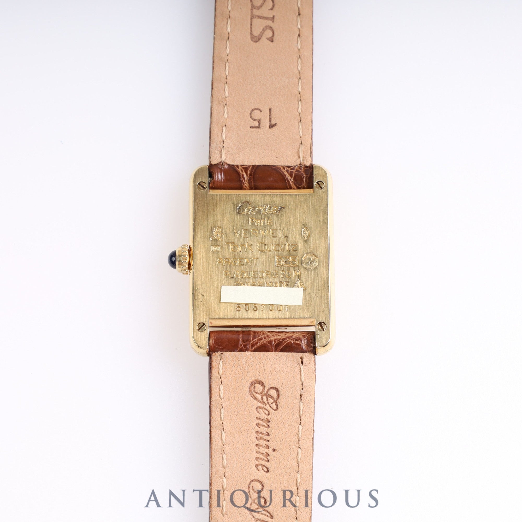 カルティエ マストタンク SM QZ 5057001 SV 革 トリニティ文字盤 純正Dバックル