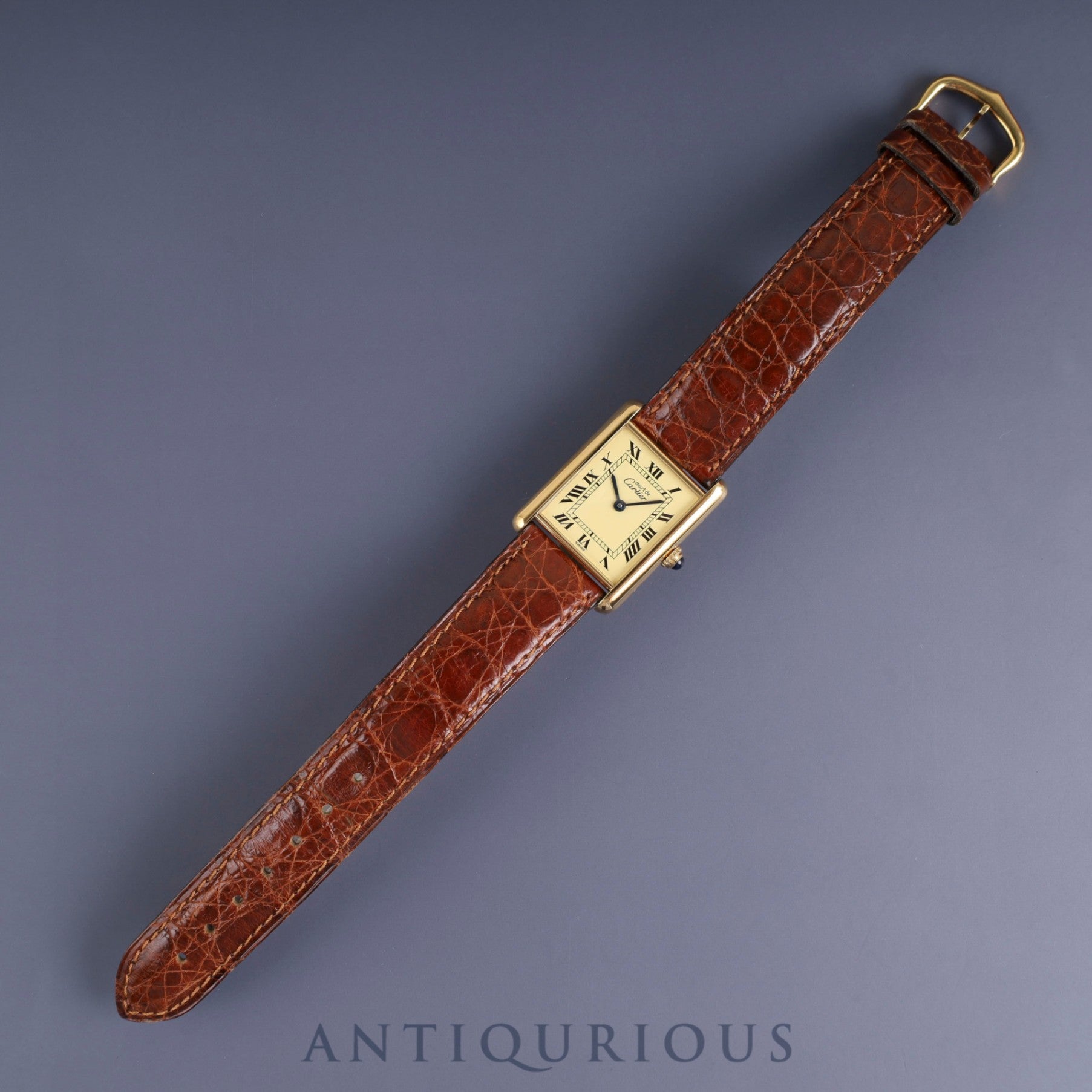 Cartier Must Tank LM 590005 Quartz Cal.90 SV925 Genuine Leather Strap (Slightly Used) Genuine Buckle (GP) Ivory Roman Dial Overhauled