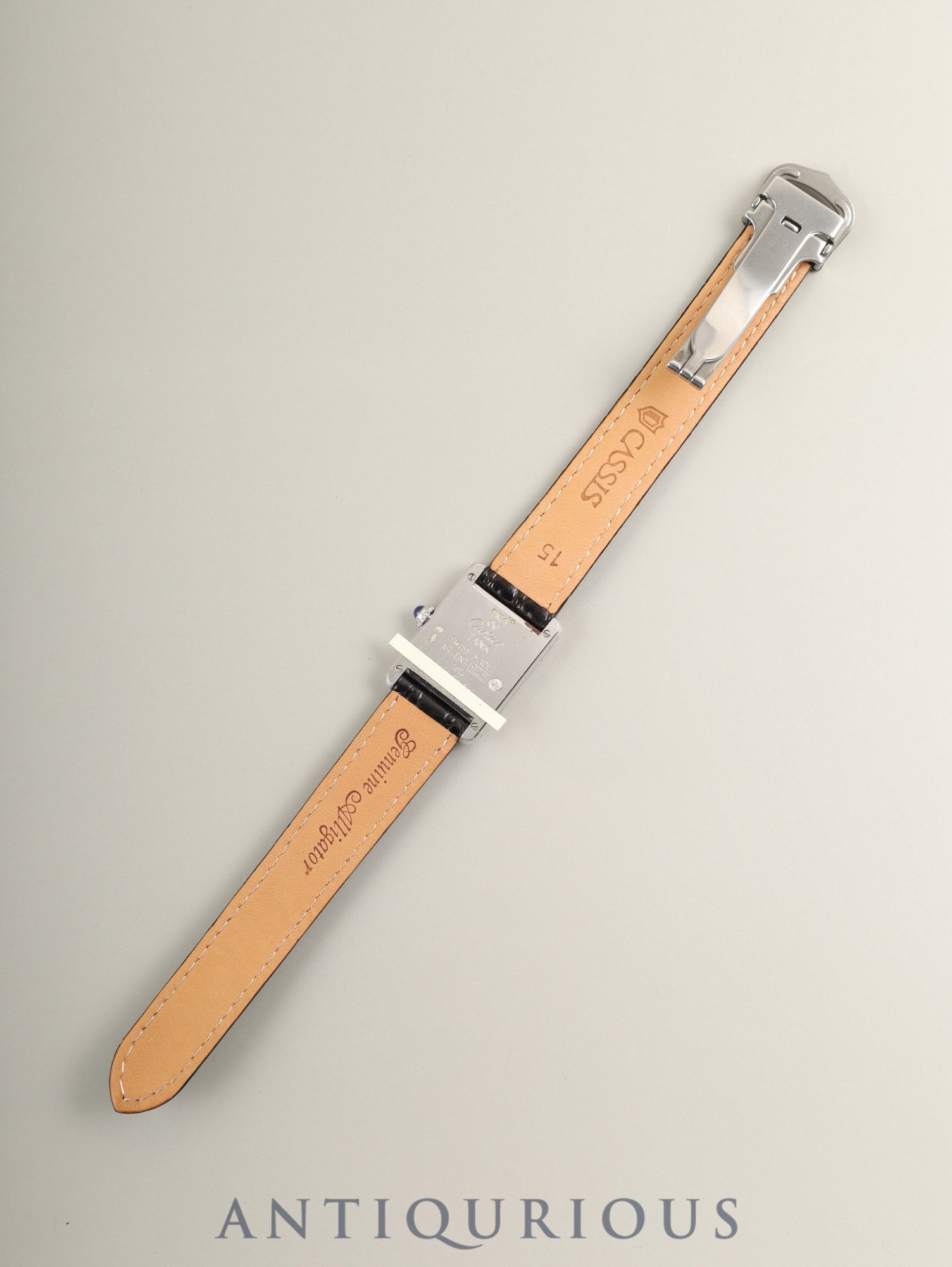 Cartier Must Tank SM 1614 Quartz Cal.057 SV925 Leather Genuine Deployant Buckle (SS) Art Deco Dial (SWISS marking / Limited 1000 pieces worldwide) Box, Manual, Warranty Card (1995), Genuine Leather Strap, Overhauled