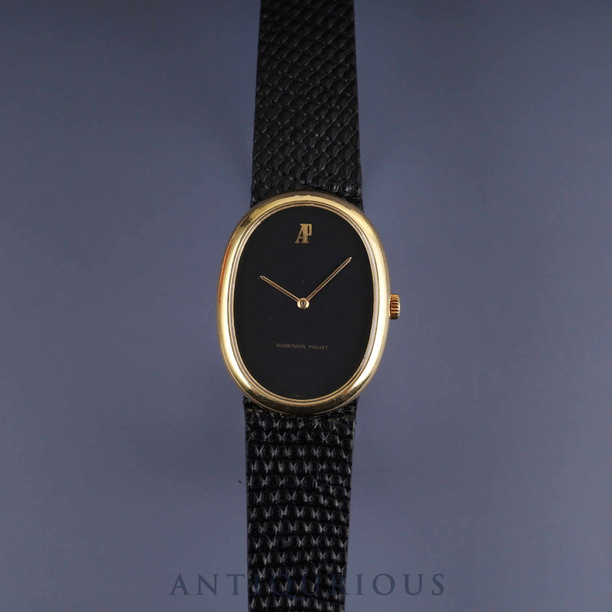 Audemars Piguet Oval Case Hand-wound Cal.2052 750 Leather Genuine Buckle (750) Black Dial Case Overhauled