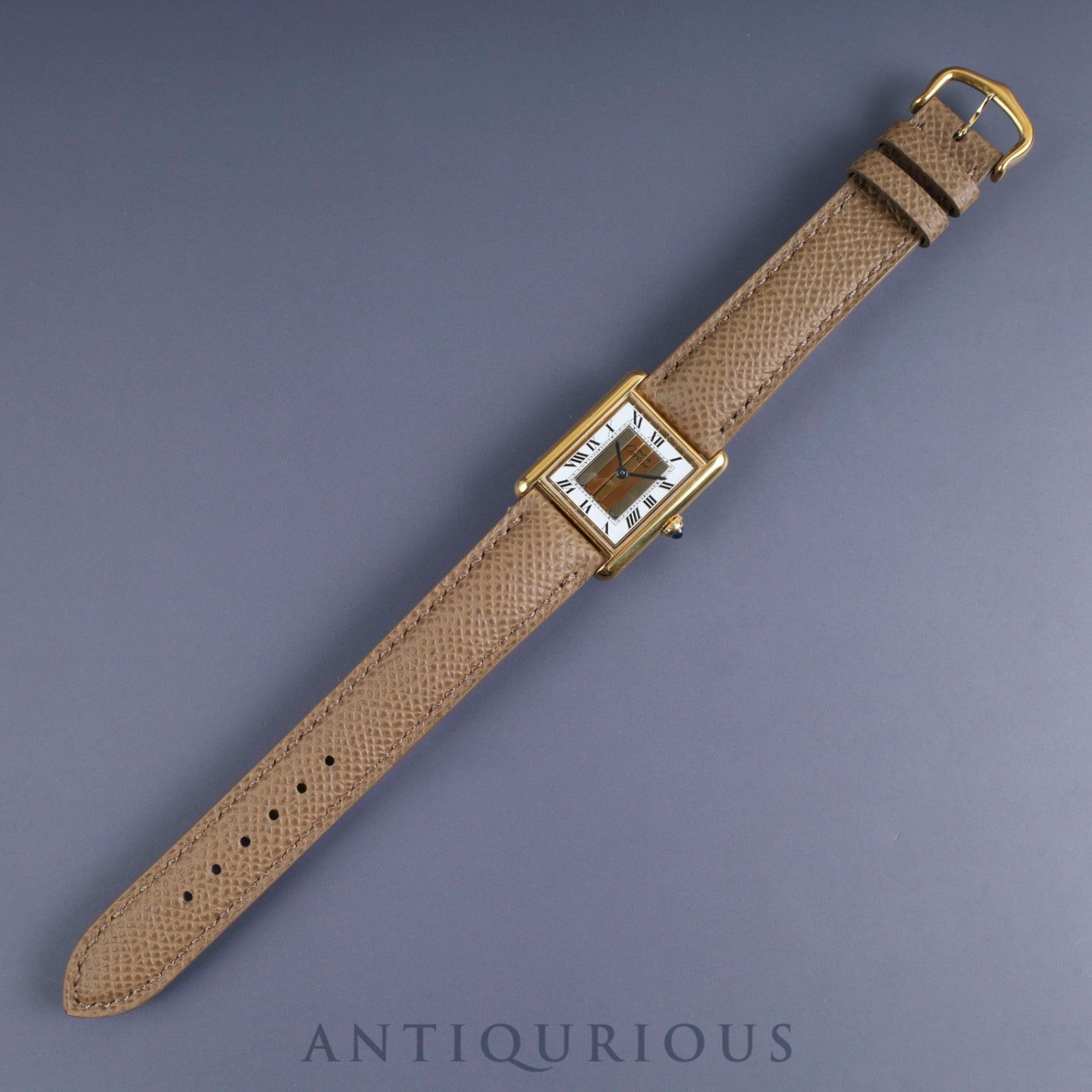 カルティエ マストタンク LM 590005 クォーツ Cal.90 SV925 革 純正尾錠(GP) フロントトリニティ文字盤 オーバーホール済み 新品仕上げ済み