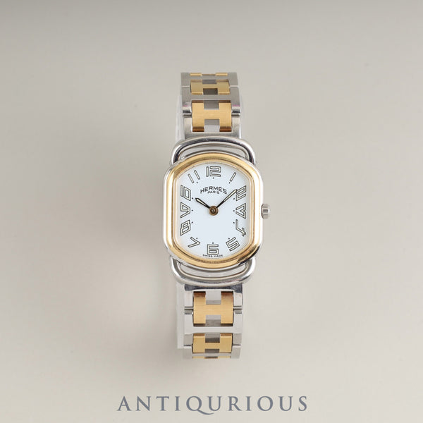 エルメス ラリー RA1.220 クォーツ Cal.976.001 SS/GP SS/GP ホワイト文字盤 オーバーホール済み